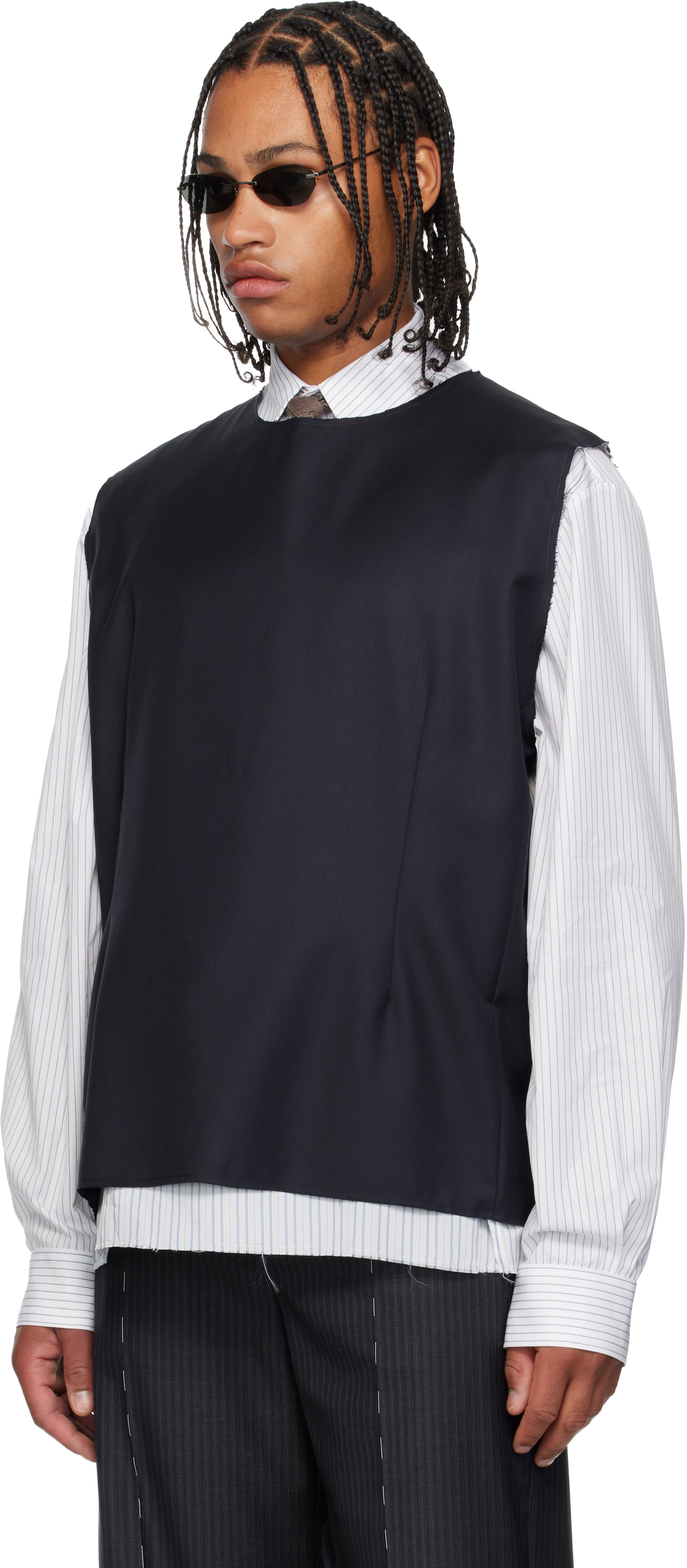 Sonia Carrasco Navy Sleeveless Tailored T-shirt In Black