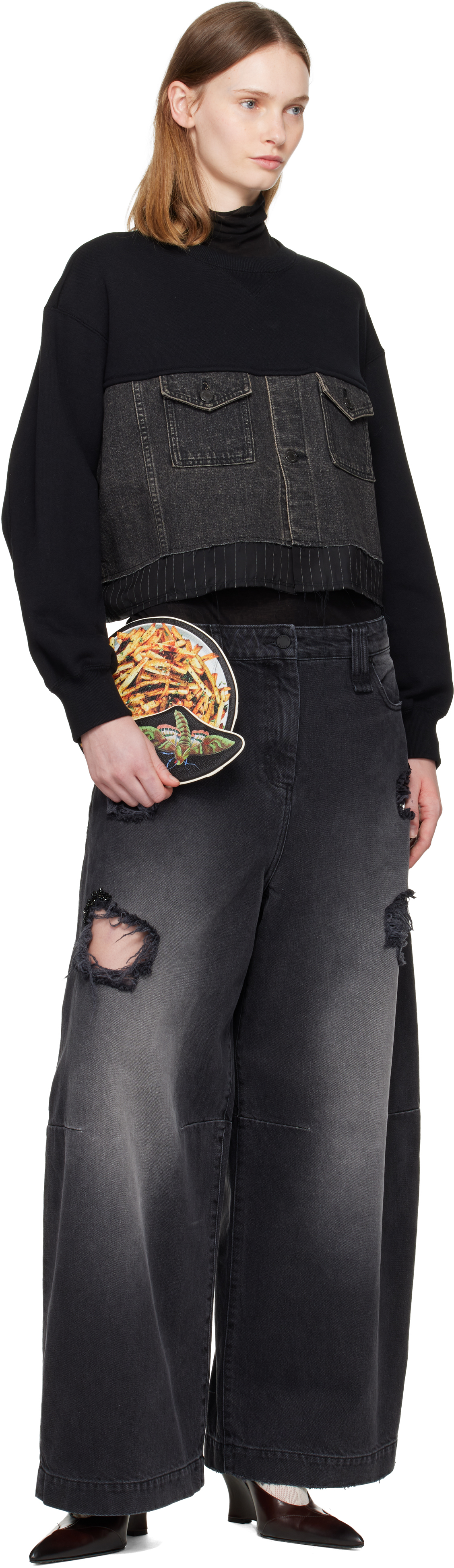 Undercover Multicolor Uc2e1p95-2 Moth Pouch In Black