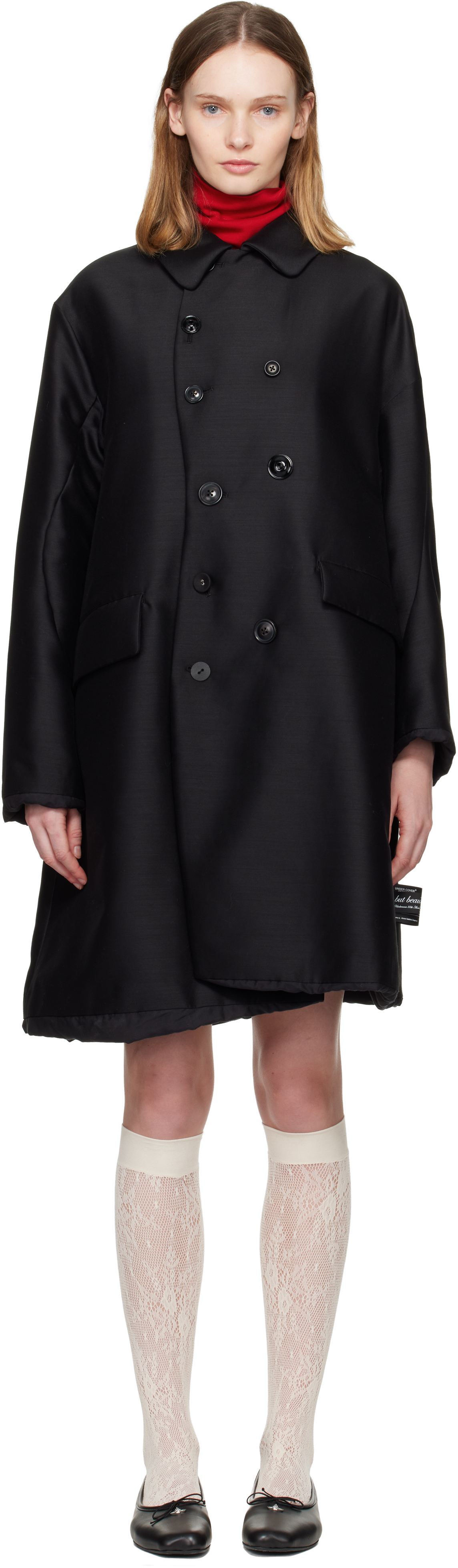 Undercover Black Uneven Coat In Black