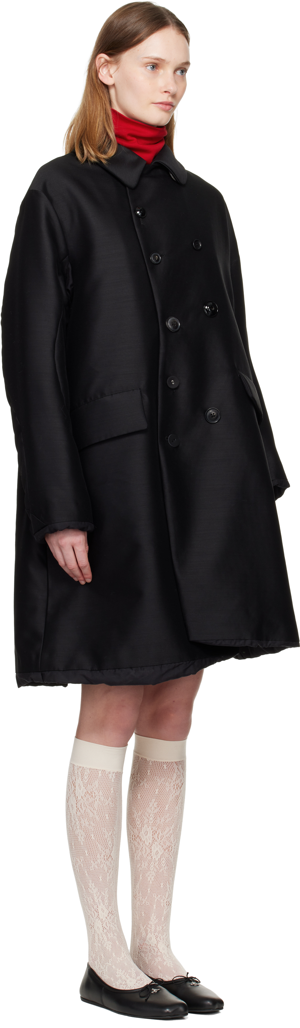 Undercover Black Uneven Coat In Black