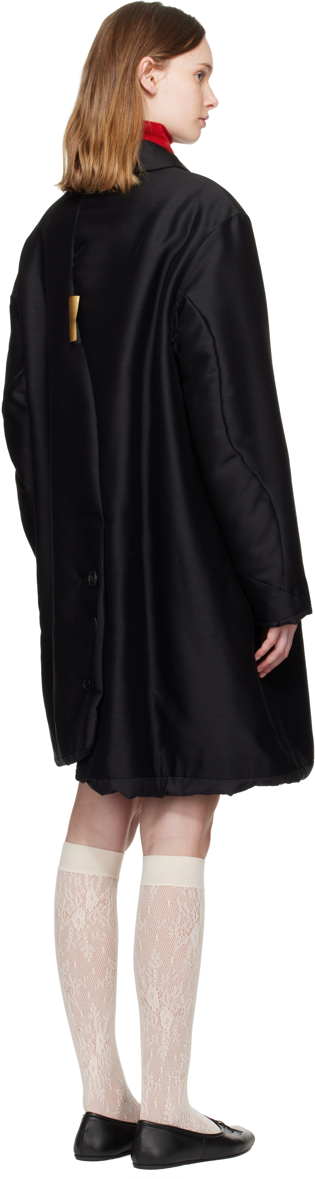 Undercover Black Uneven Coat In Black