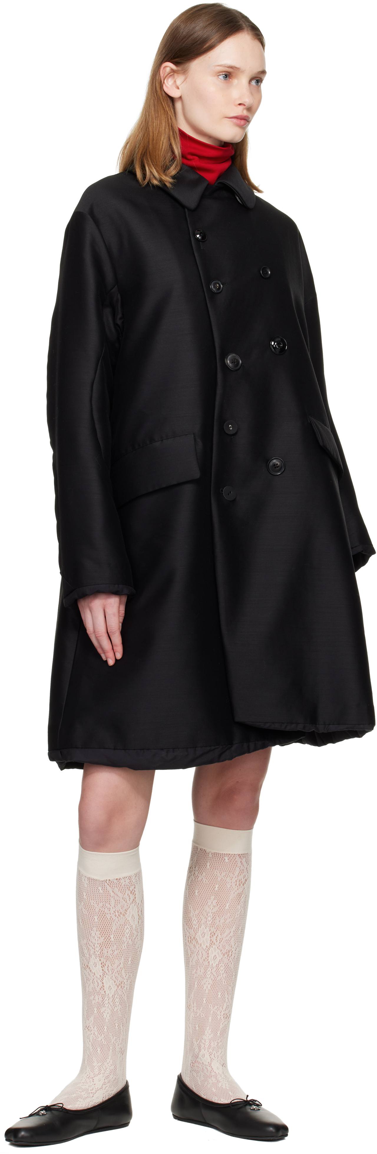 Undercover Black Uneven Coat In Black