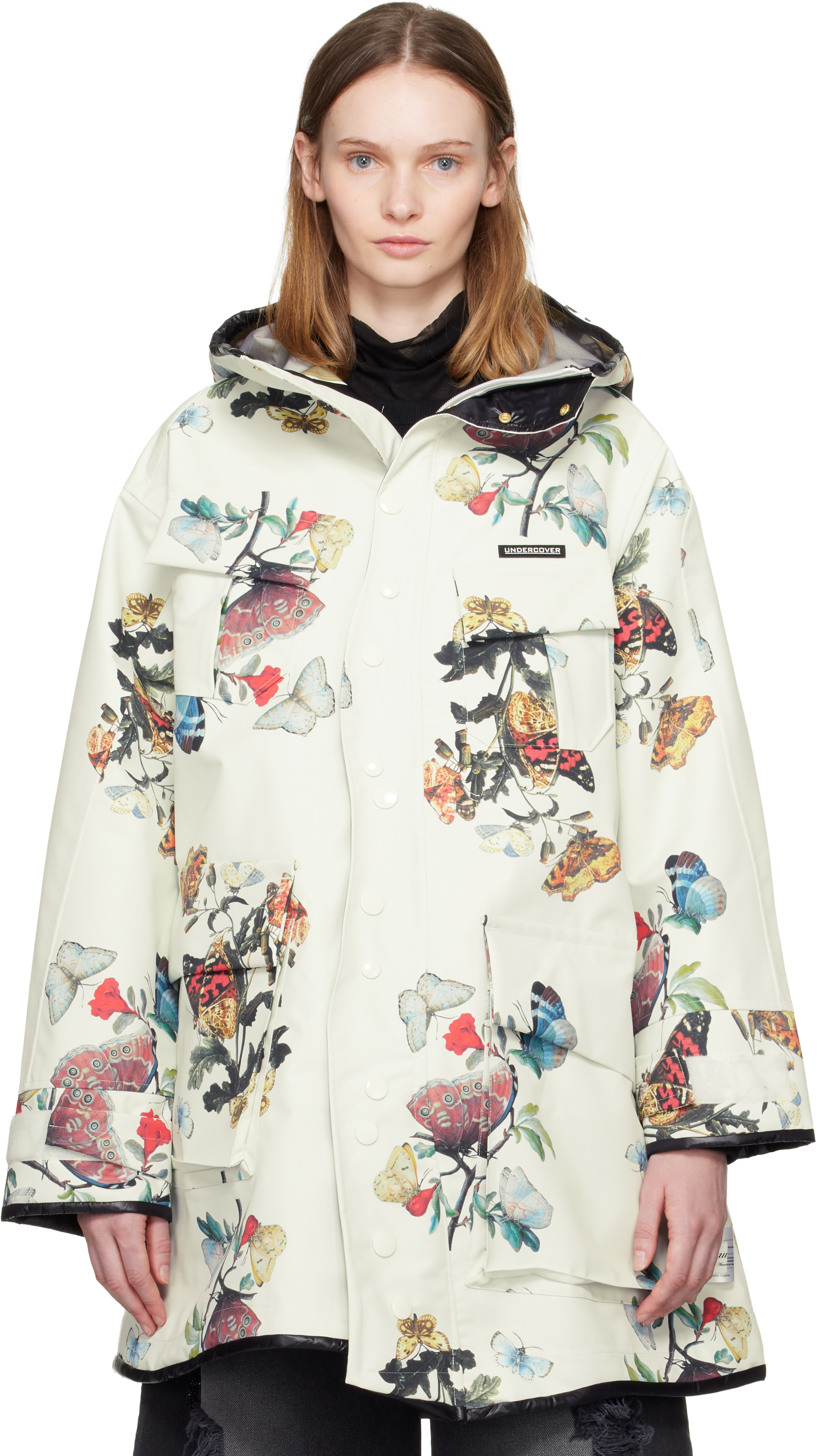 Undercover Off-white Floral Technical Coat In White