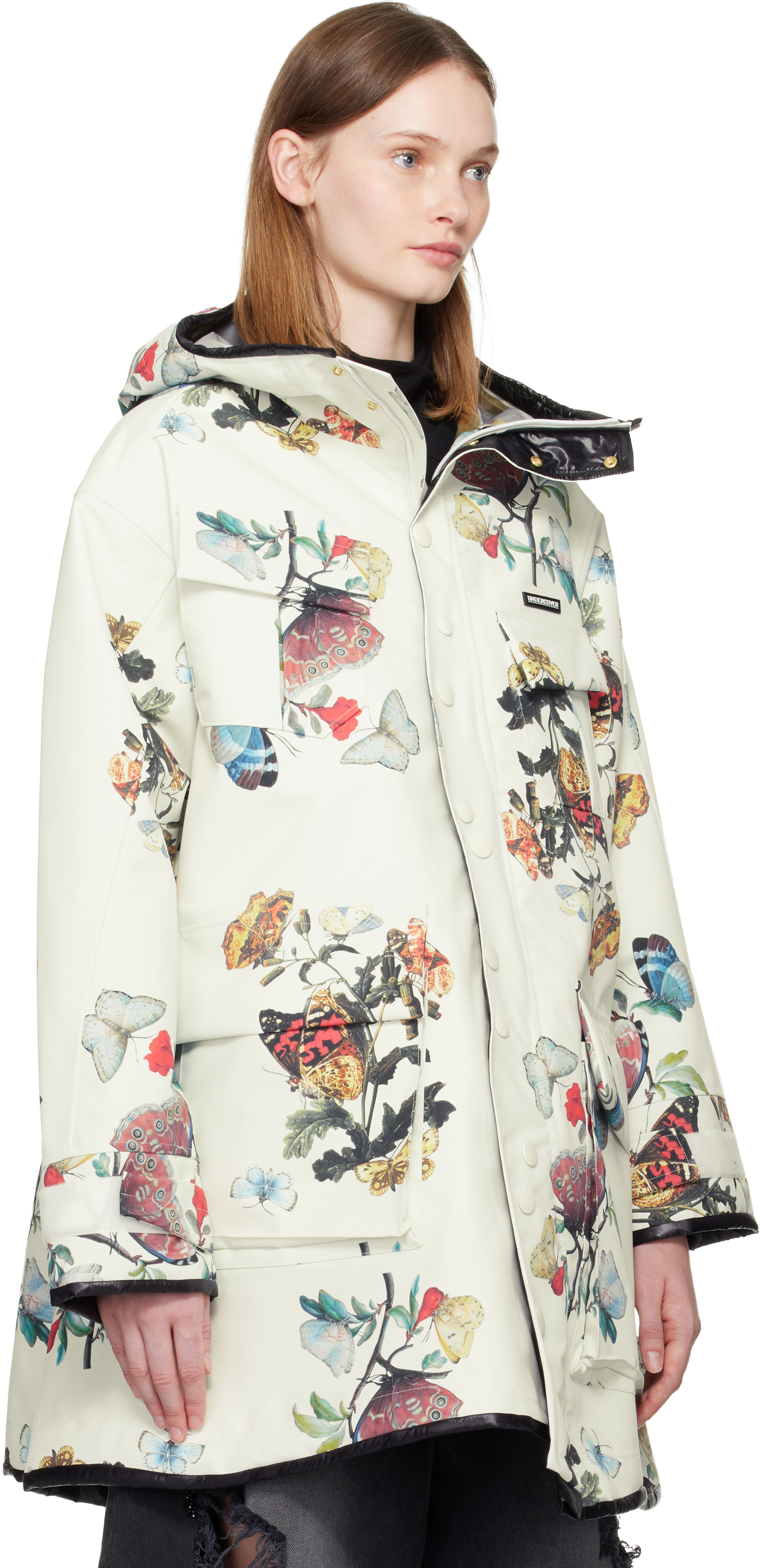 Undercover Off-white Floral Technical Coat In White