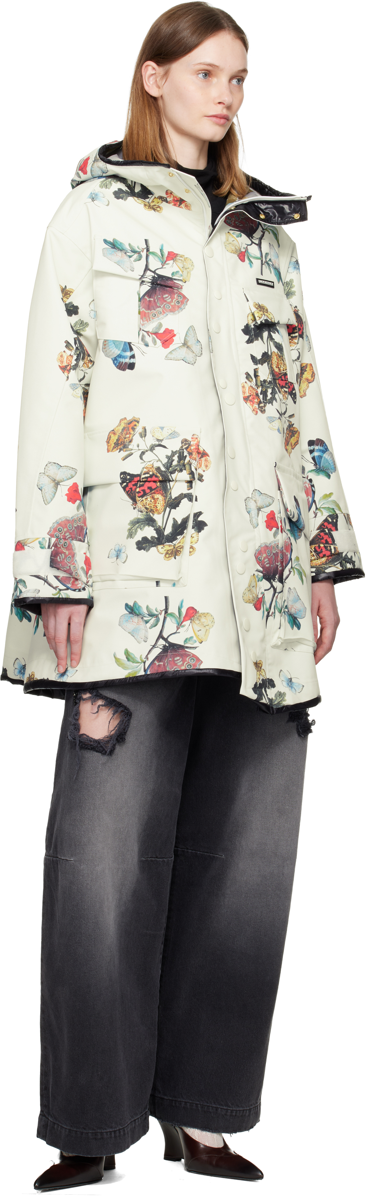 Undercover Off-white Floral Technical Coat In White