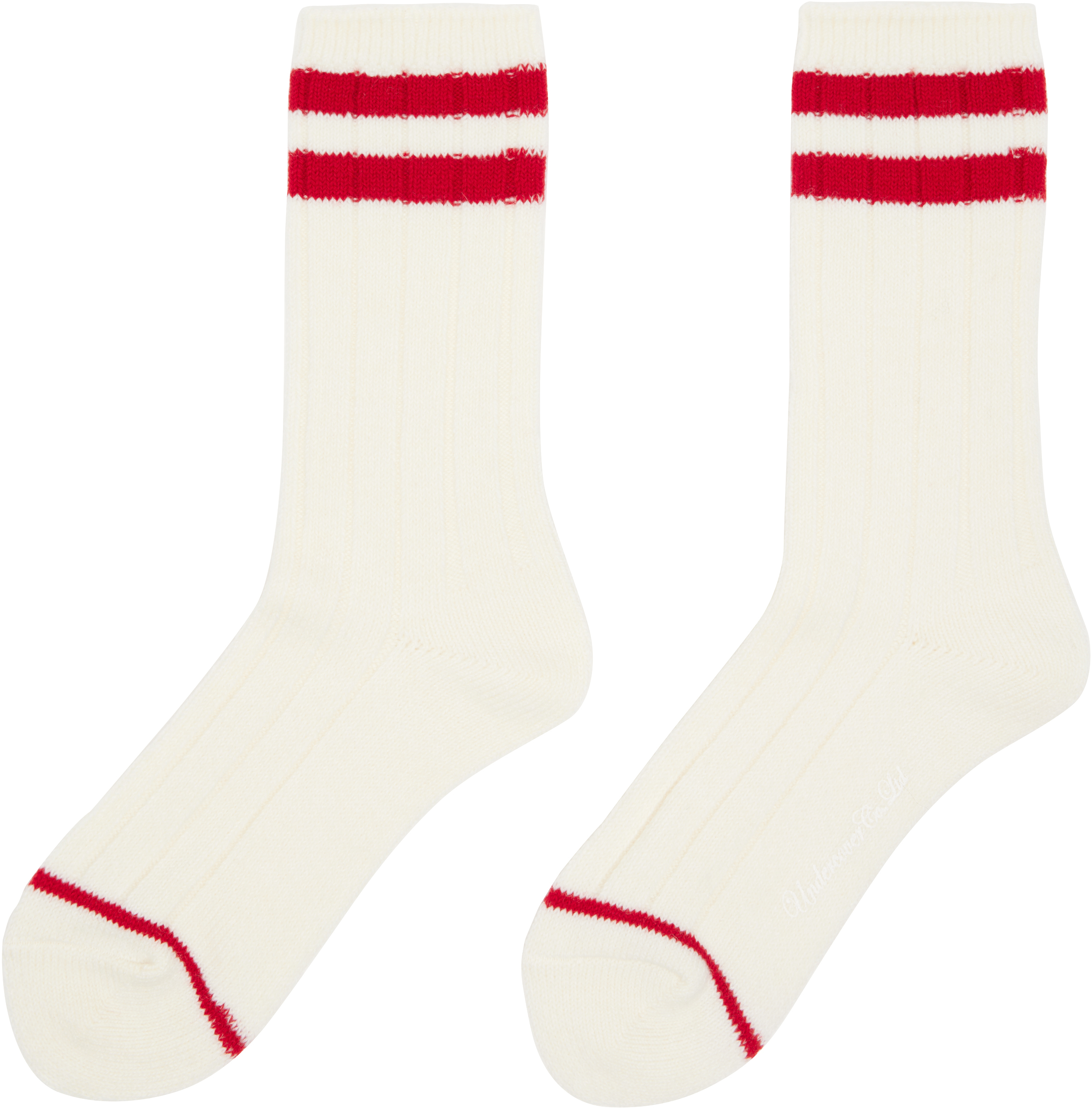 Undercover Off-white Striped Socks In White