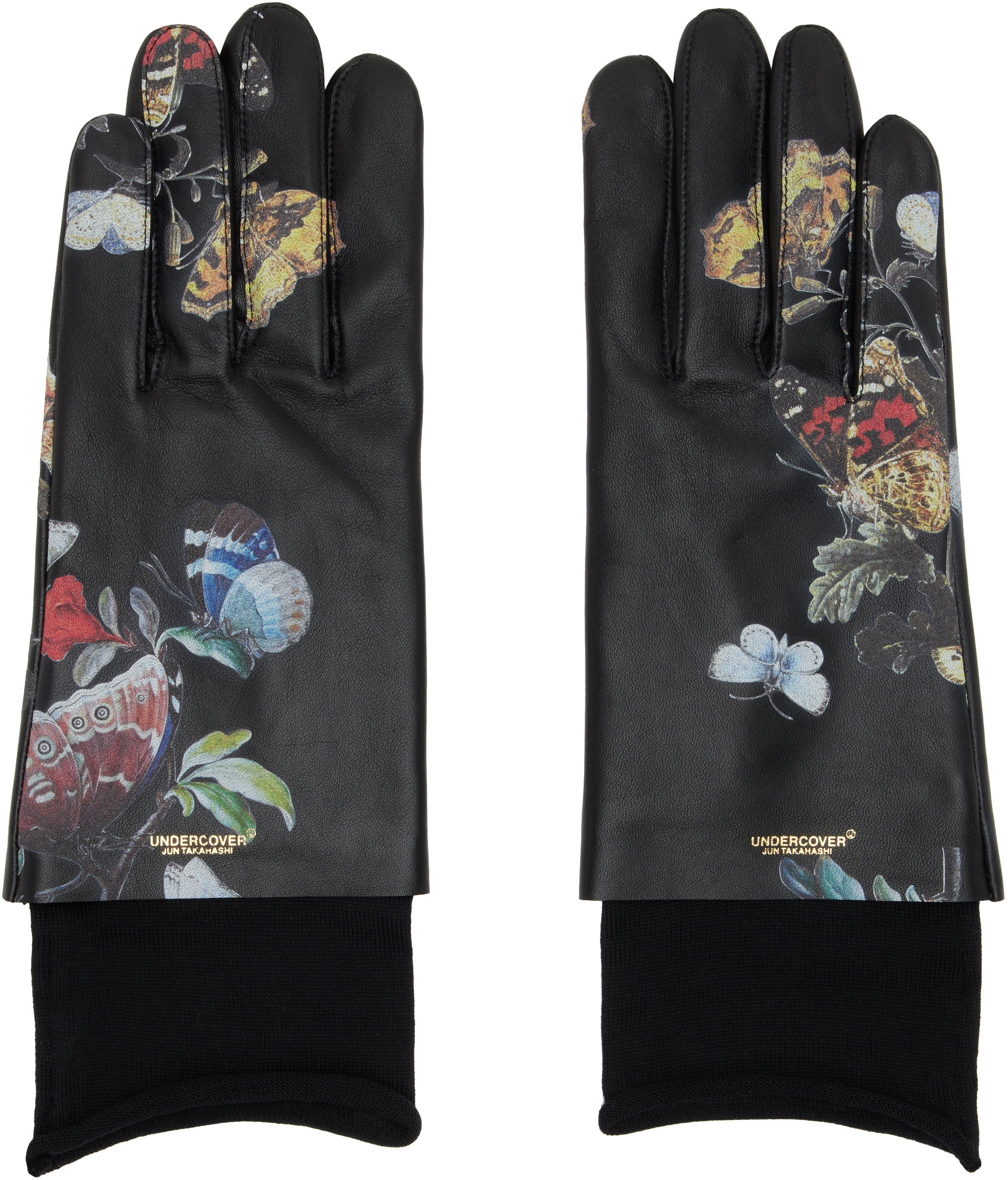 Undercover Black Seasonal Print Gloves In Black