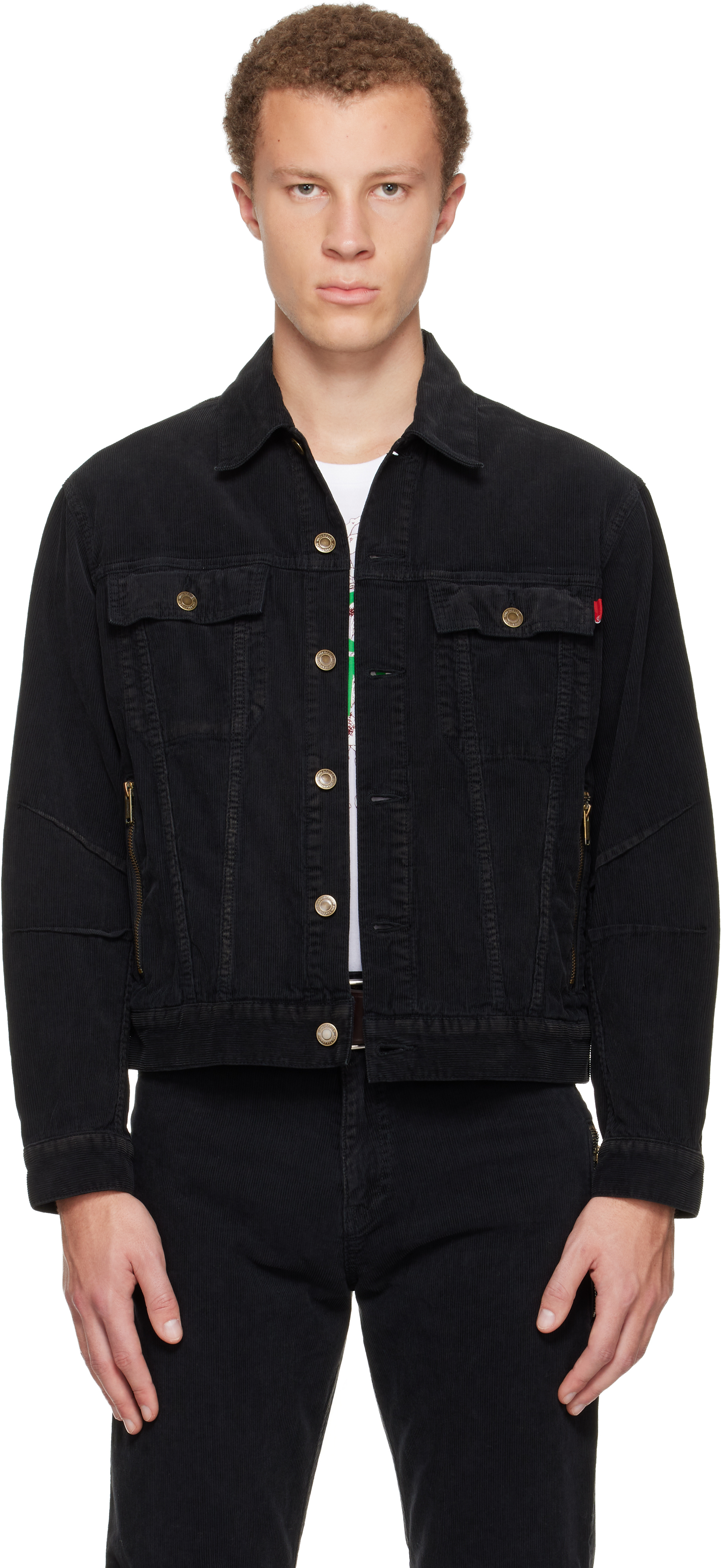 Undercover Front Button Fastening Coat With Multiple Pockets In Black