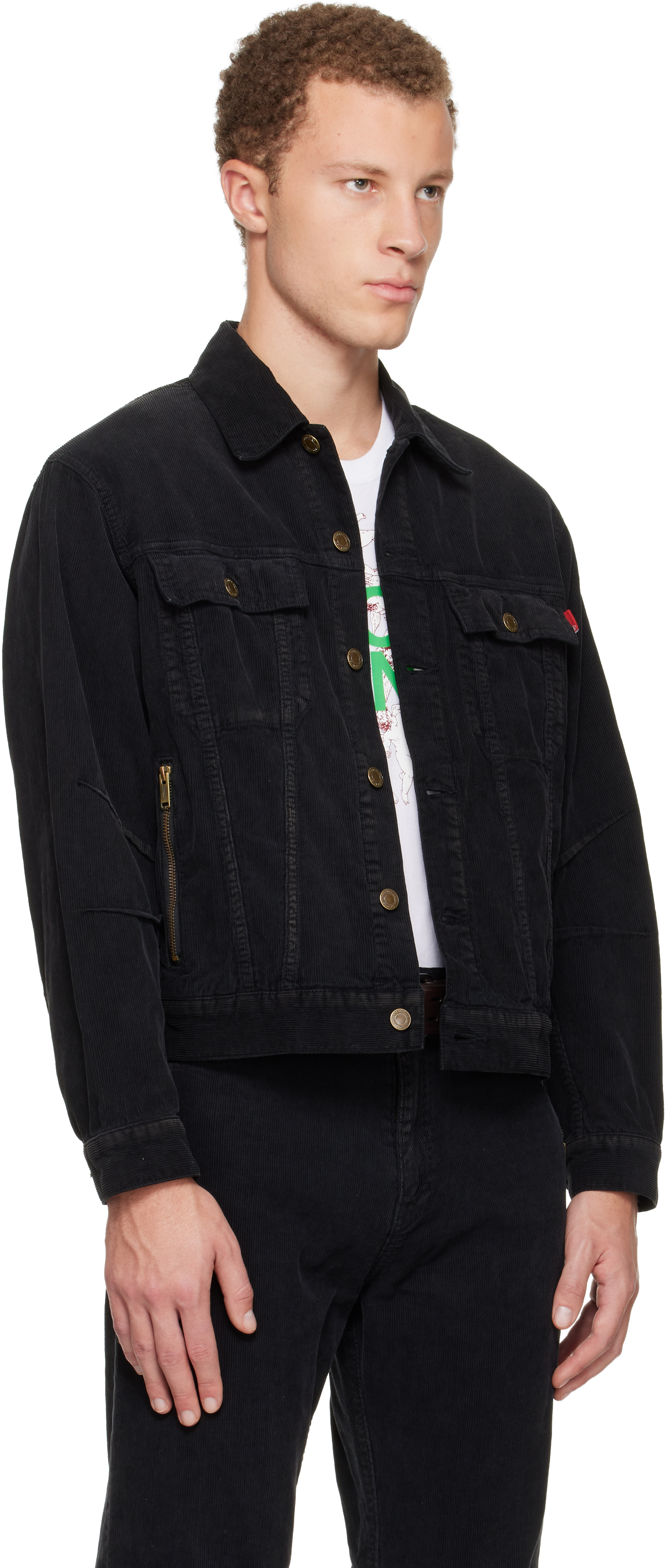 Undercover Front Button Fastening Coat With Multiple Pockets In Black