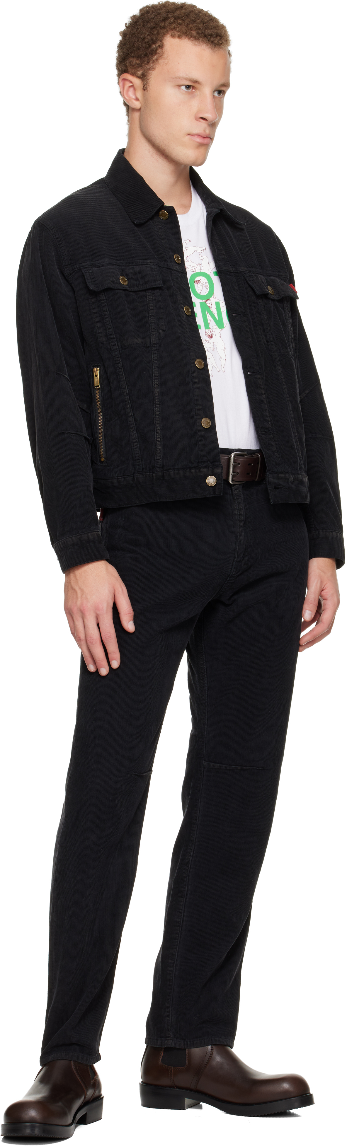 Undercover Front Button Fastening Coat With Multiple Pockets In Black