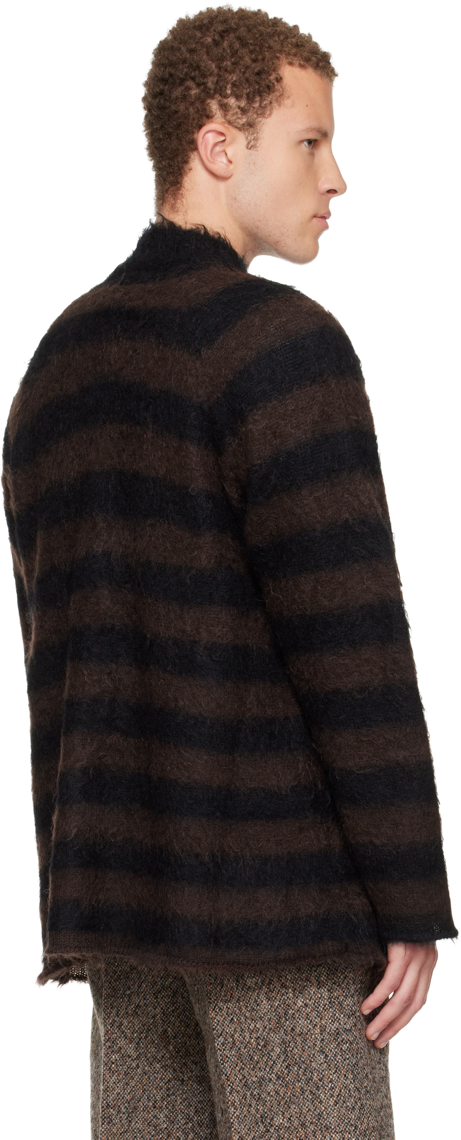 Undercover Striped Crew-neck Sweater In Brown