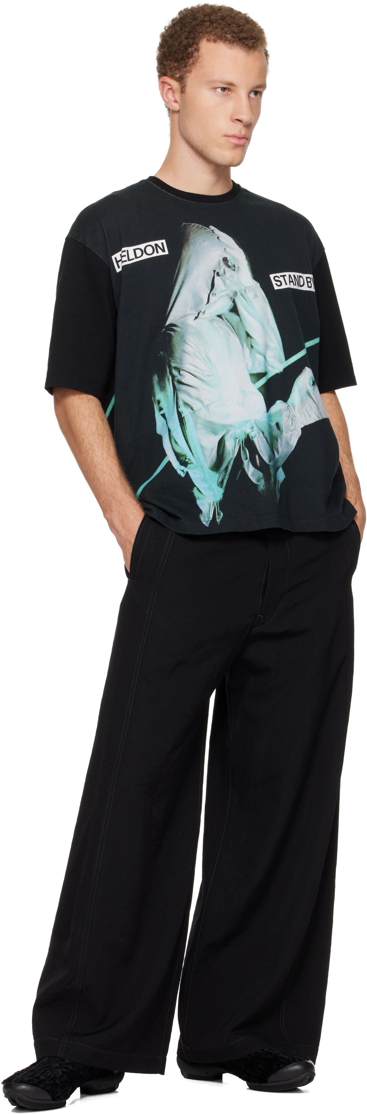 Undercover Graphic Print Crew Neck Short Sleeve T-shirt In Black