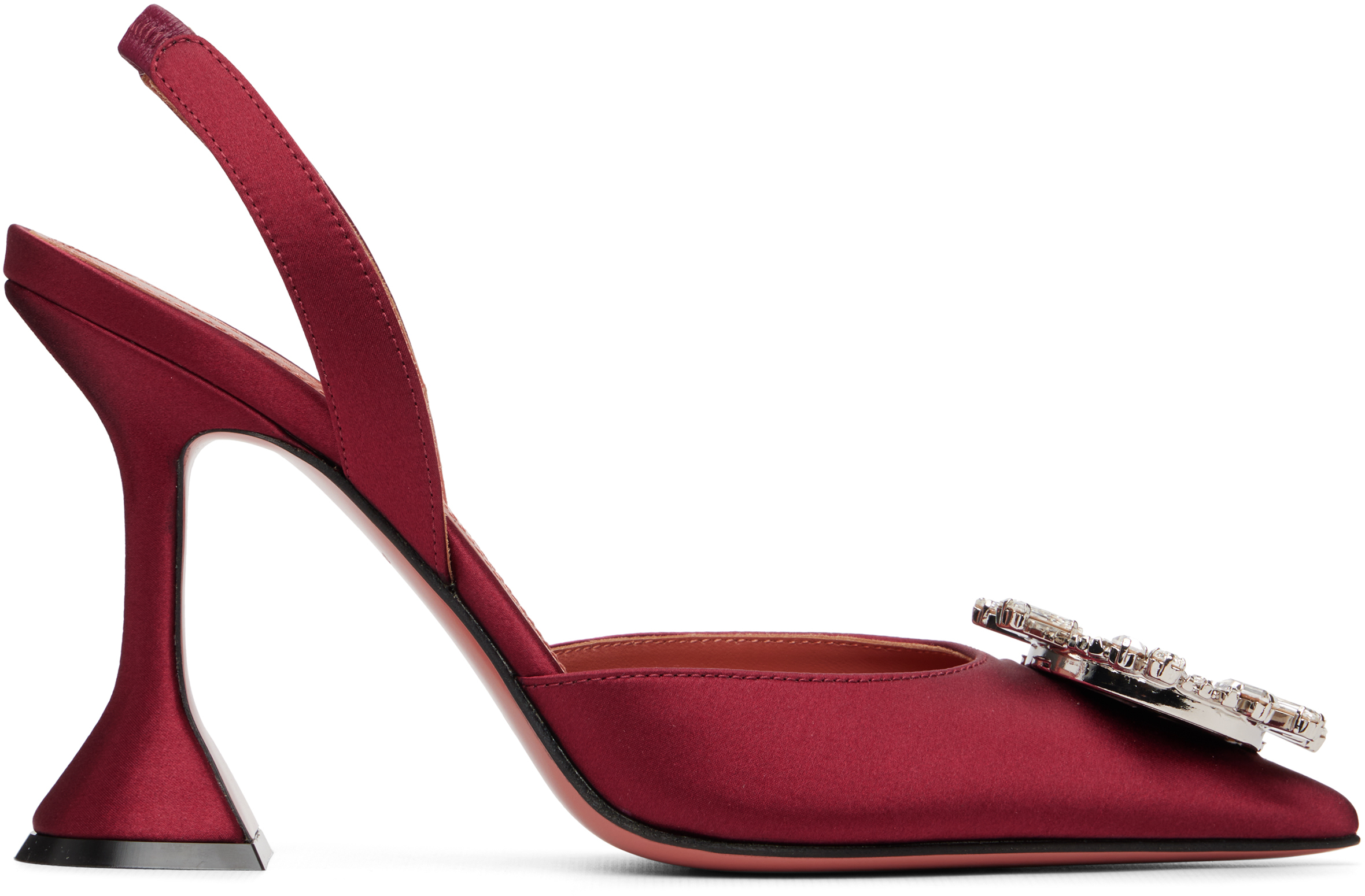 SSENSE Canada Exclusive Burgundy Begum 95 Sling Heels by Amina