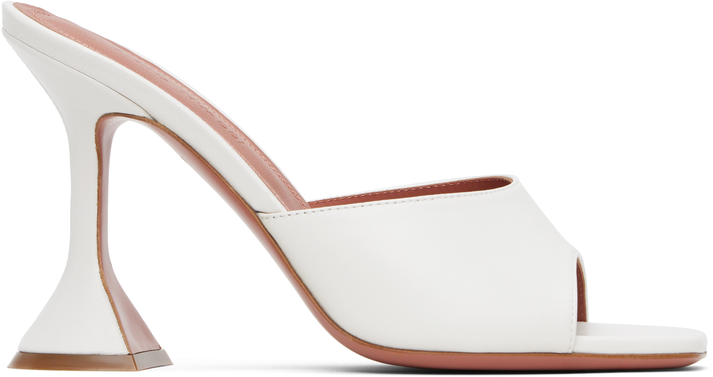 Shop Amina Muaddi White Lupita Slipper Heeled Sandals
