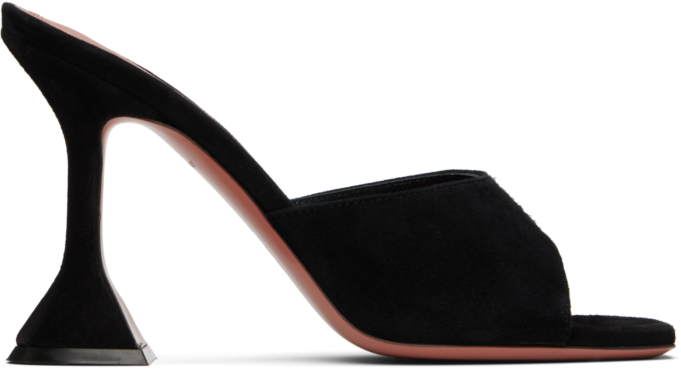Shop Amina Muaddi Black Lupita Slipper Heeled Sandals