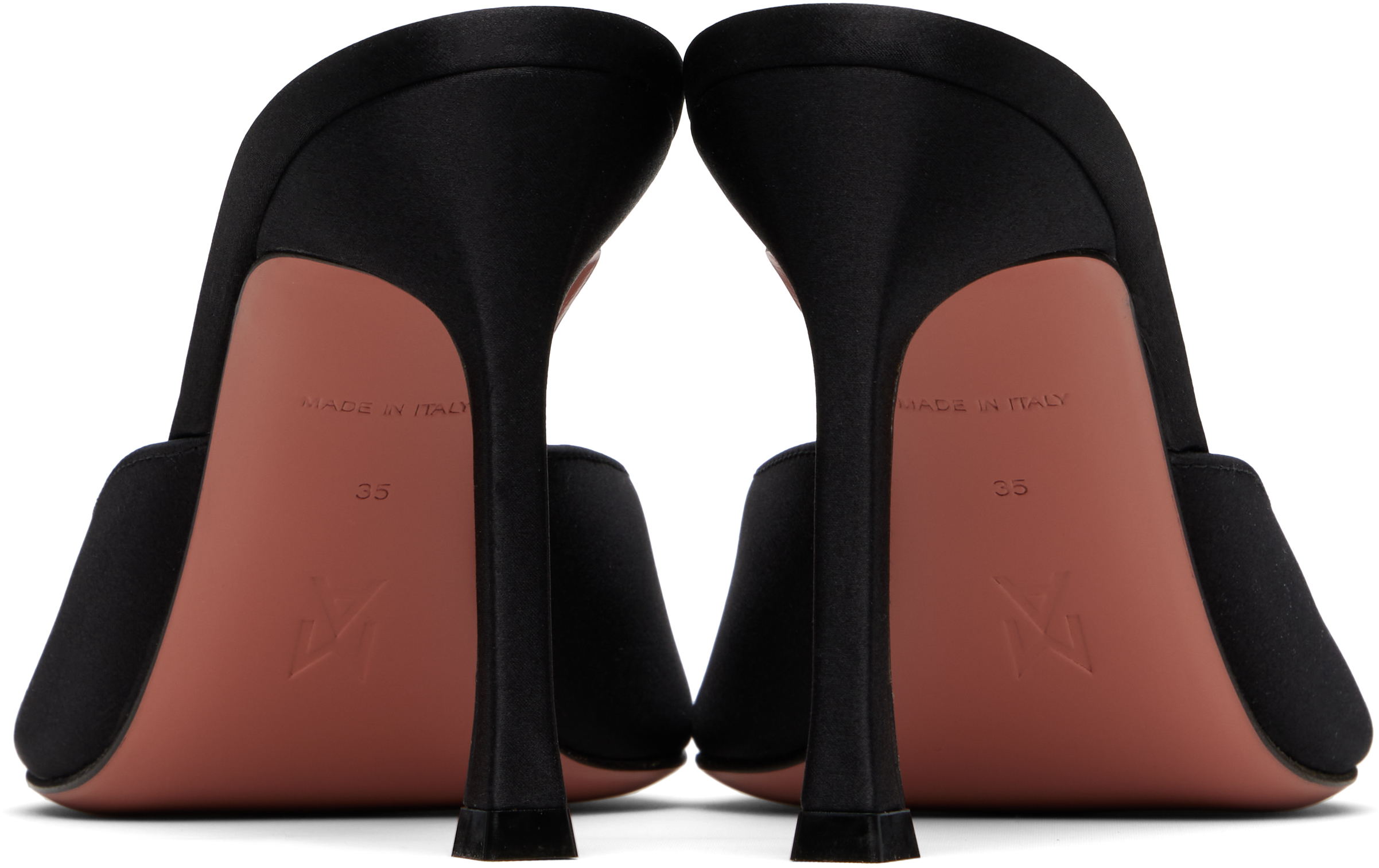 AMINA MUADDI BLACK ALEXA SLIPPER 95 HEELED SANDALS