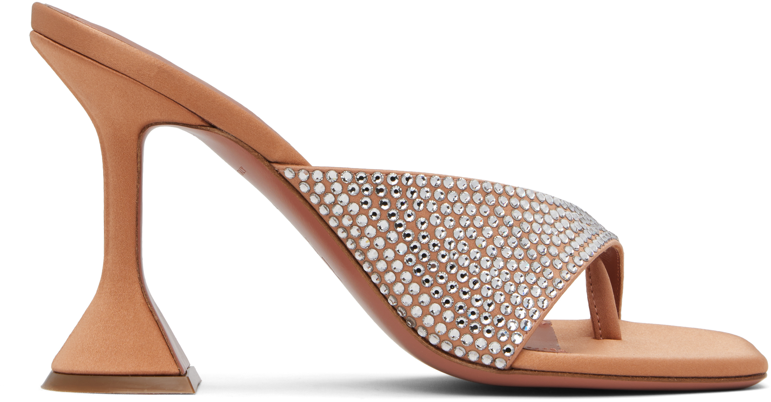 Shop Amina Muaddi Tan Shiona Slipper 95 Heeled Sandals