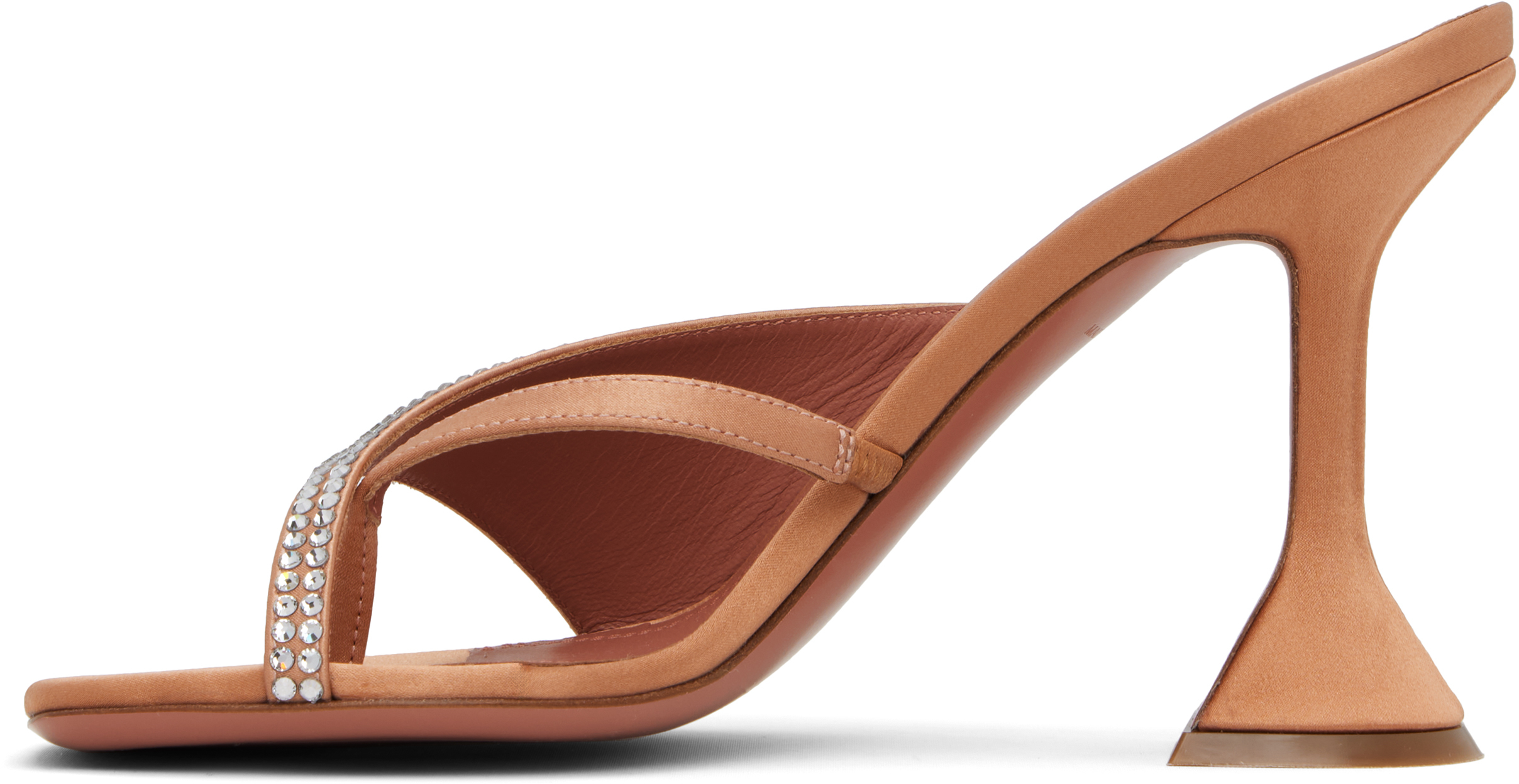 Shop Amina Muaddi Tan Shiona Slipper 95 Heeled Sandals