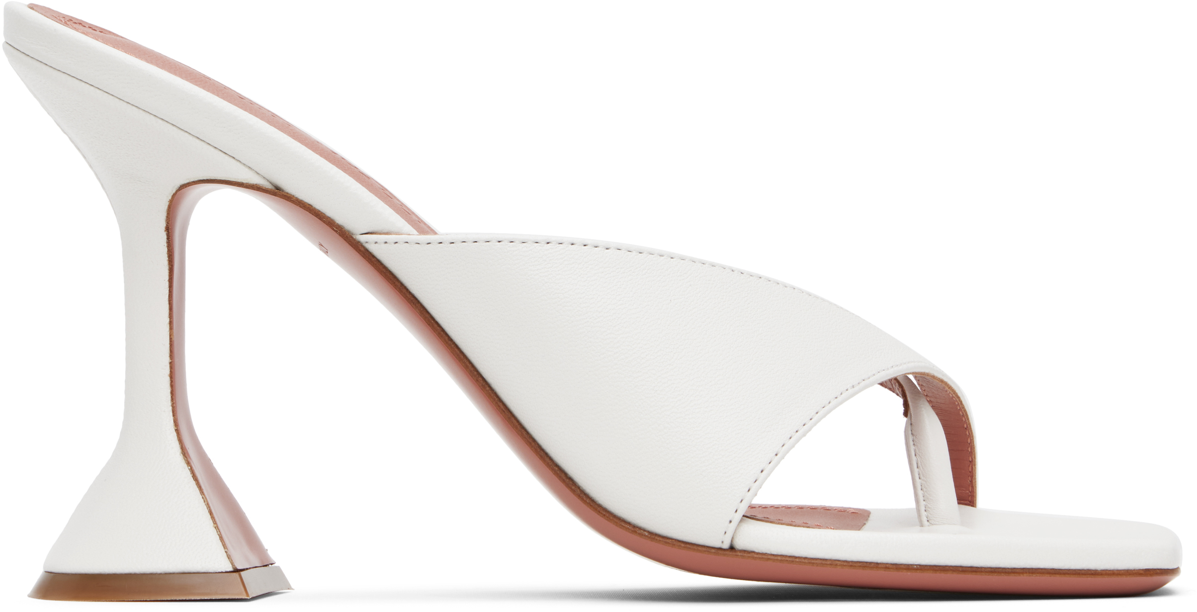 Shop Amina Muaddi White Shiona Slipper Heeled Sandals