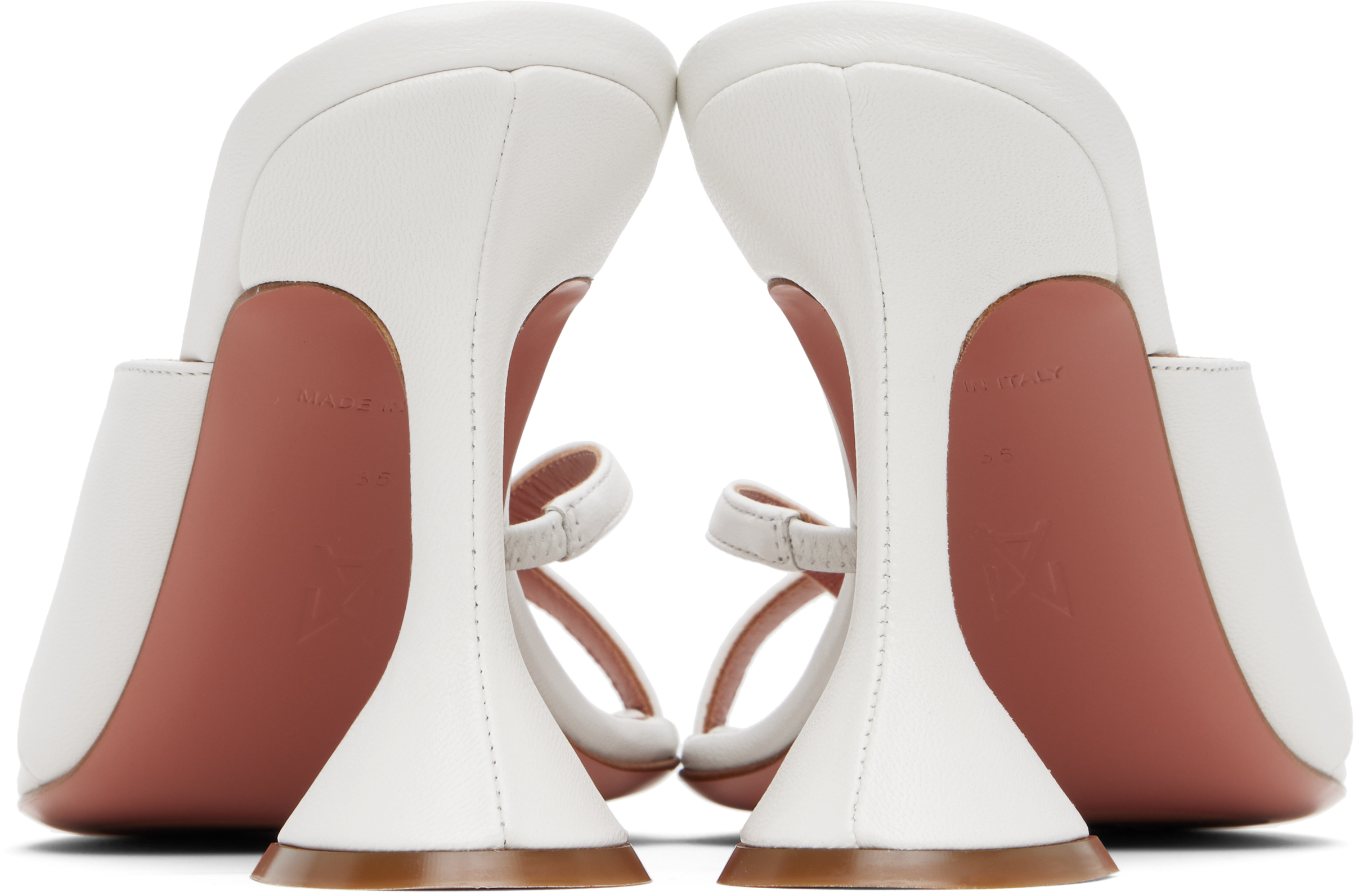Shop Amina Muaddi White Shiona Slipper Heeled Sandals