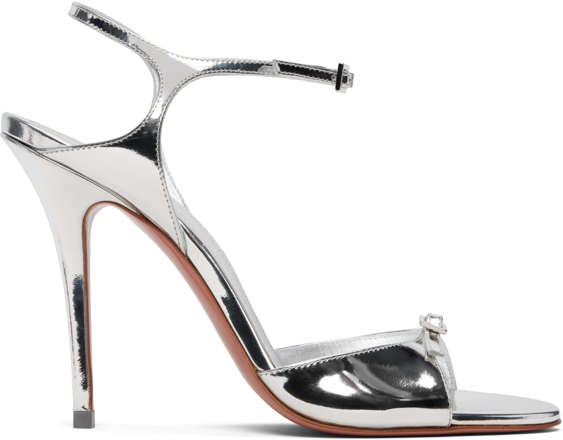 【関税込み】Amina Muaddi シルバー Adut 105 ヒールサンダル Amina Muaddi: シルバー Adut 105 ヒールサンダル | SSENSE 日本