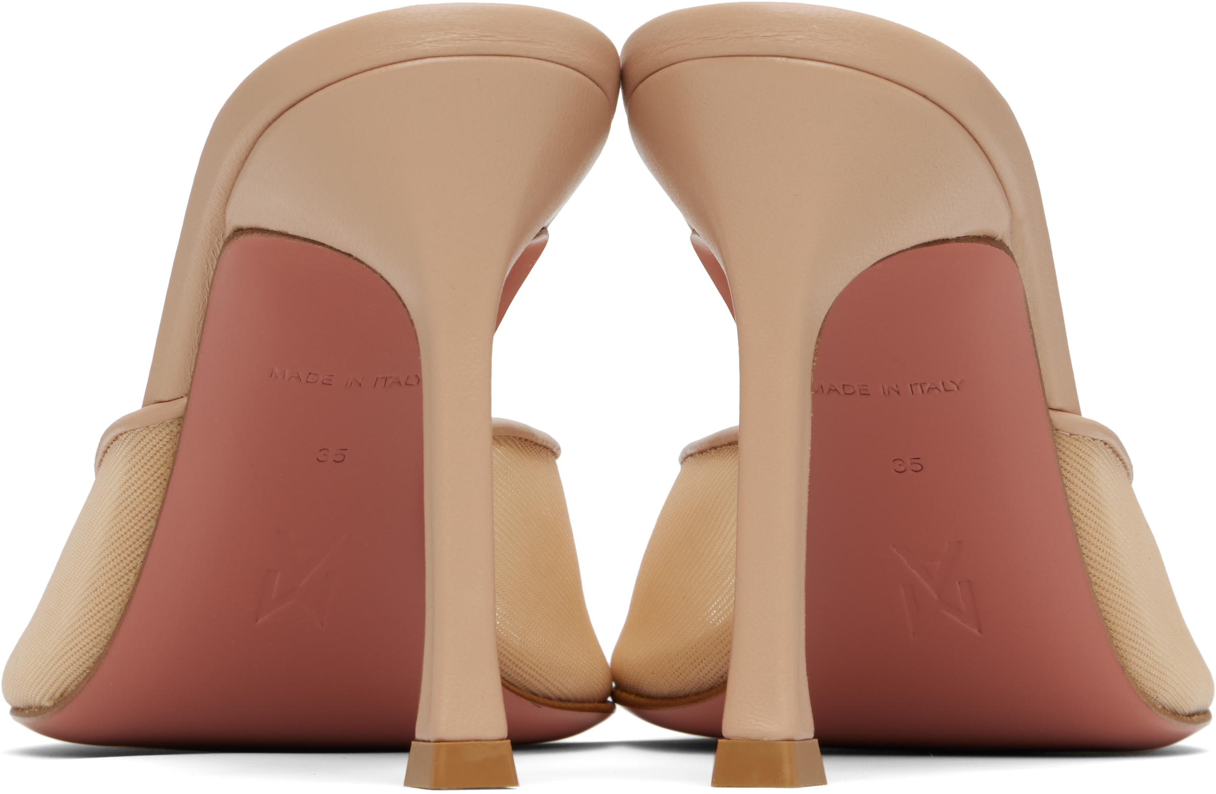 Shop Amina Muaddi Ssense Exclusive Beige Alexa Mesh 95 Heeled Sandals