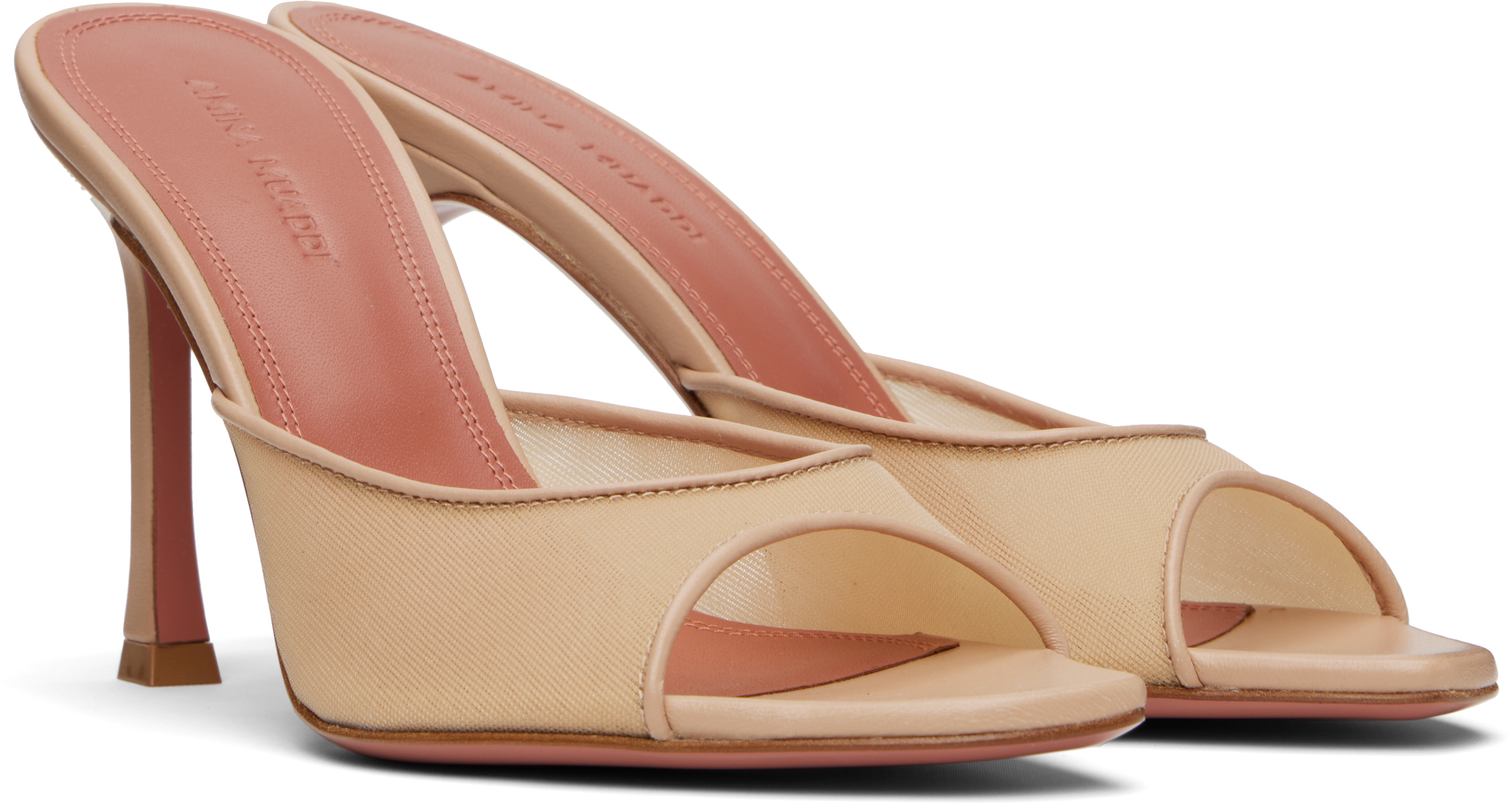 Shop Amina Muaddi Ssense Exclusive Beige Alexa Mesh 95 Heeled Sandals