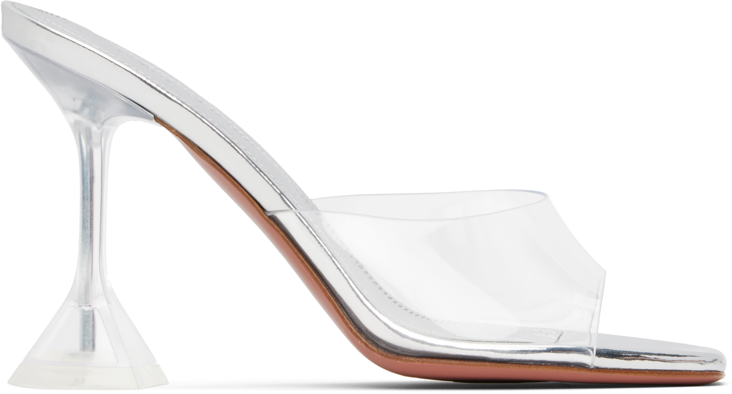 Amina Muaddi Transparent Lupita Glass Slipper Heeled Sandals