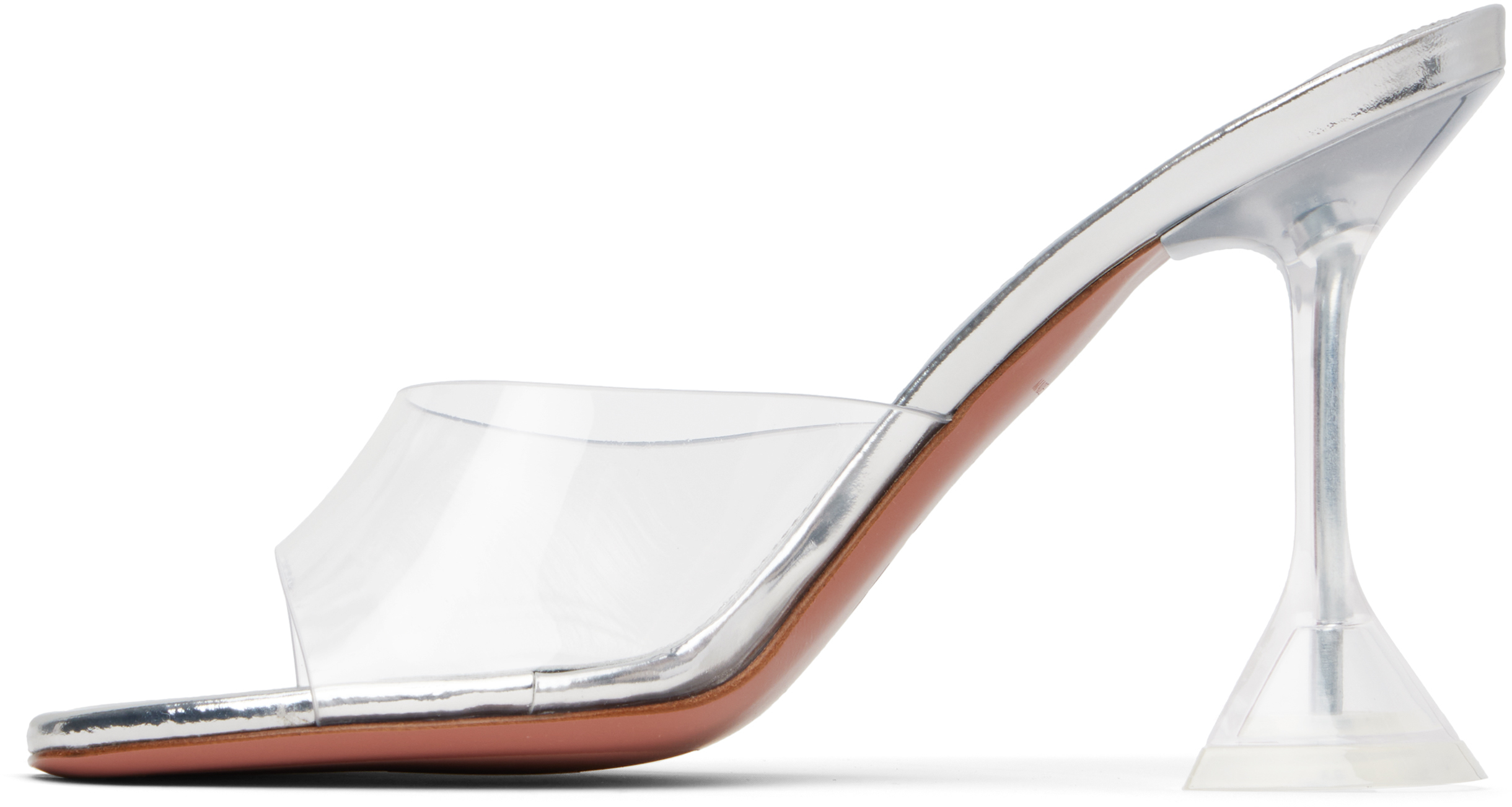 Amina Muaddi Transparent Lupita Glass Slipper Heeled Sandals