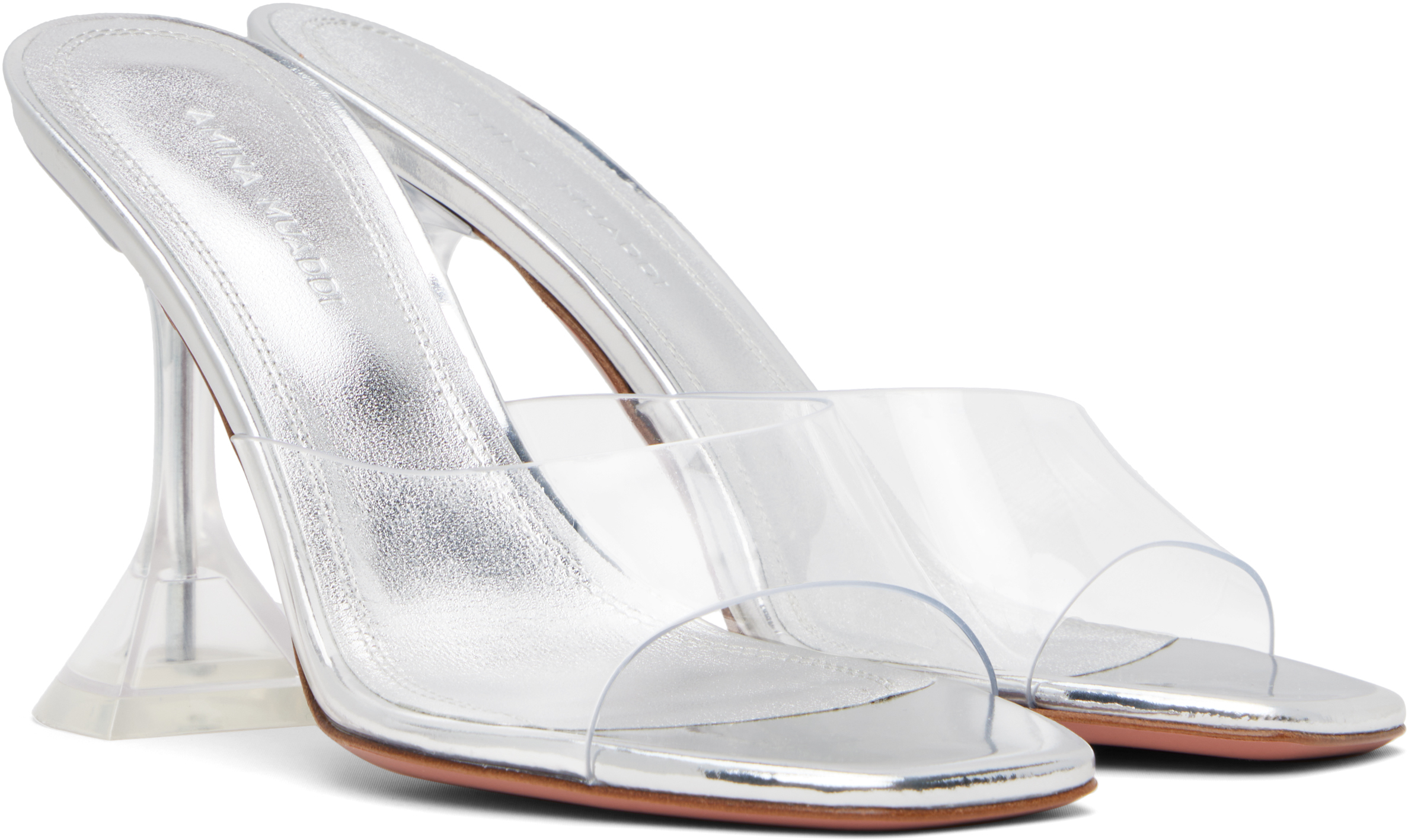 Amina Muaddi Transparent Lupita Glass Slipper Heeled Sandals