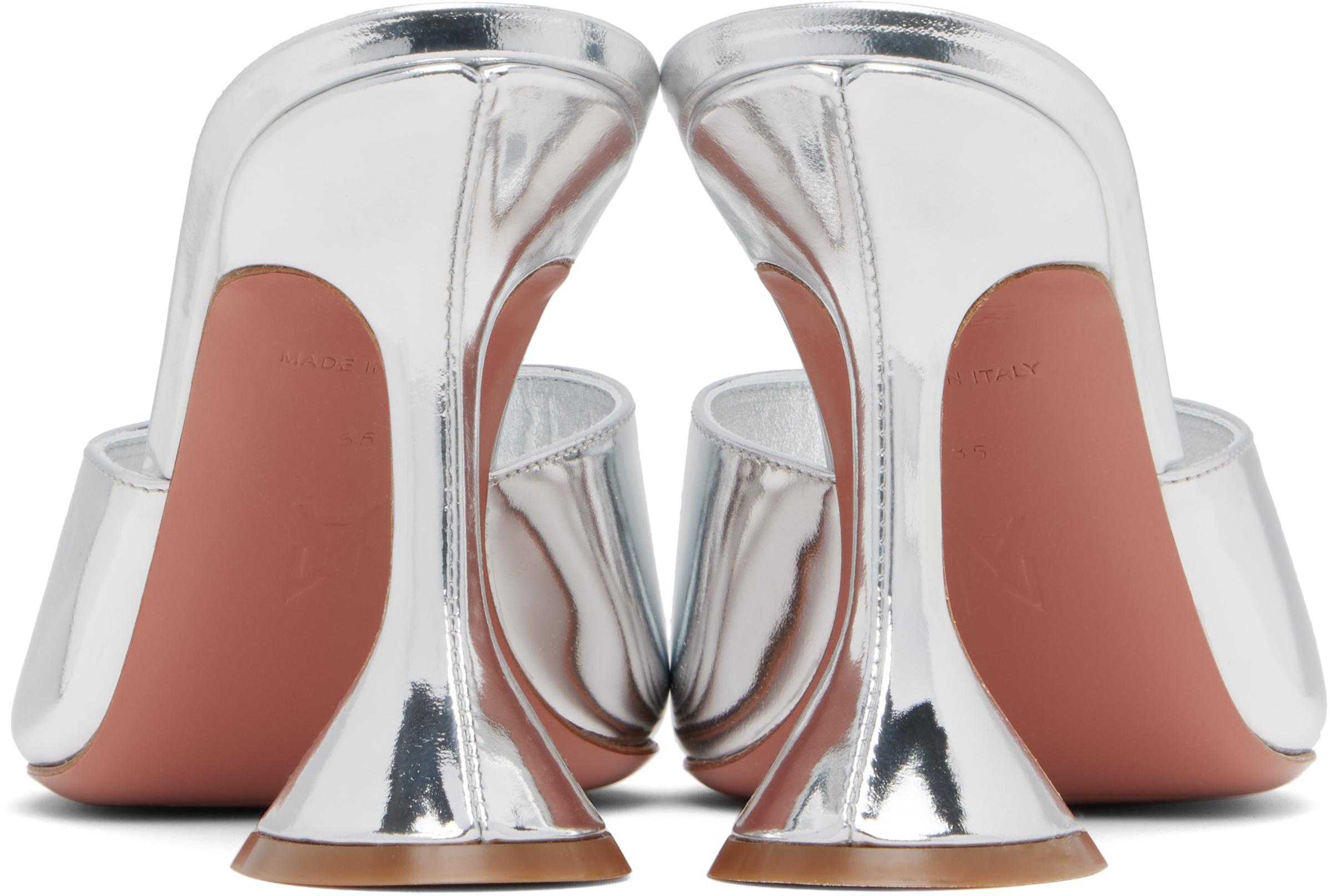 Shop Amina Muaddi Ssense Exclusive Silver Lupita Slipper 95 Heeled Sandals