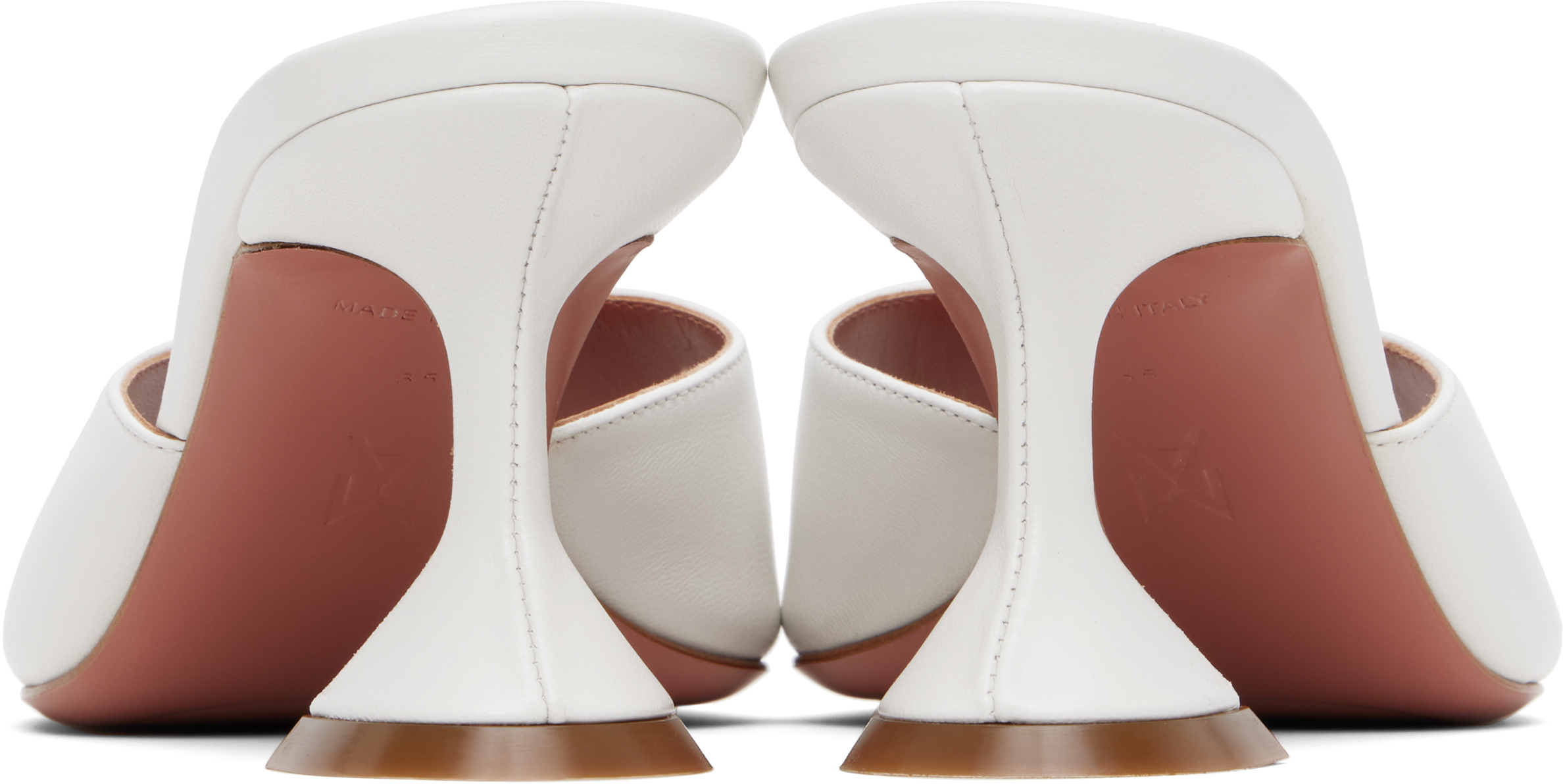 Shop Amina Muaddi White Lupita Slipper 70 Heeled Sandals