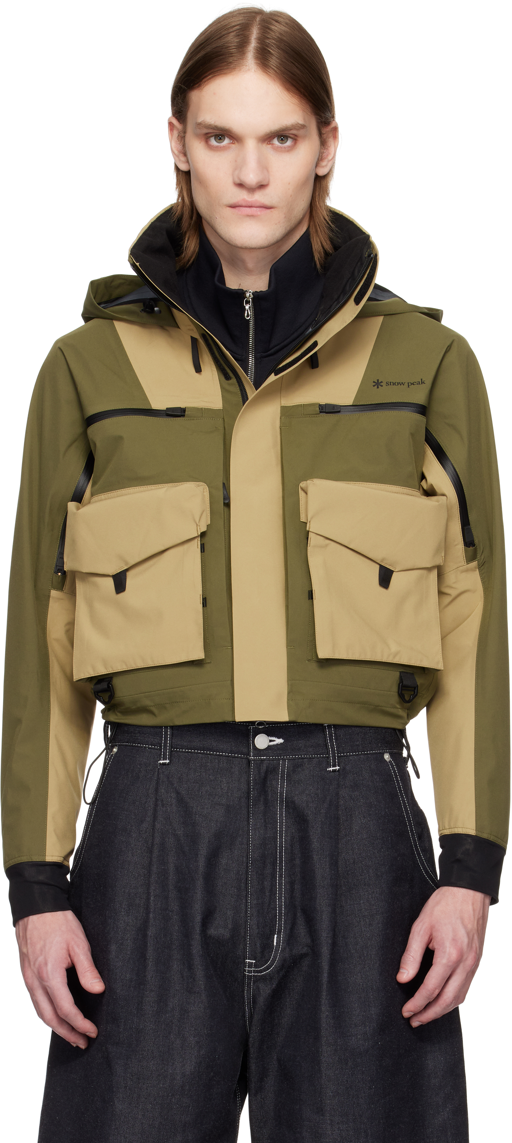 Snow Peak Khaki Toned Trout Edition 3l Wading Jacket In Olive