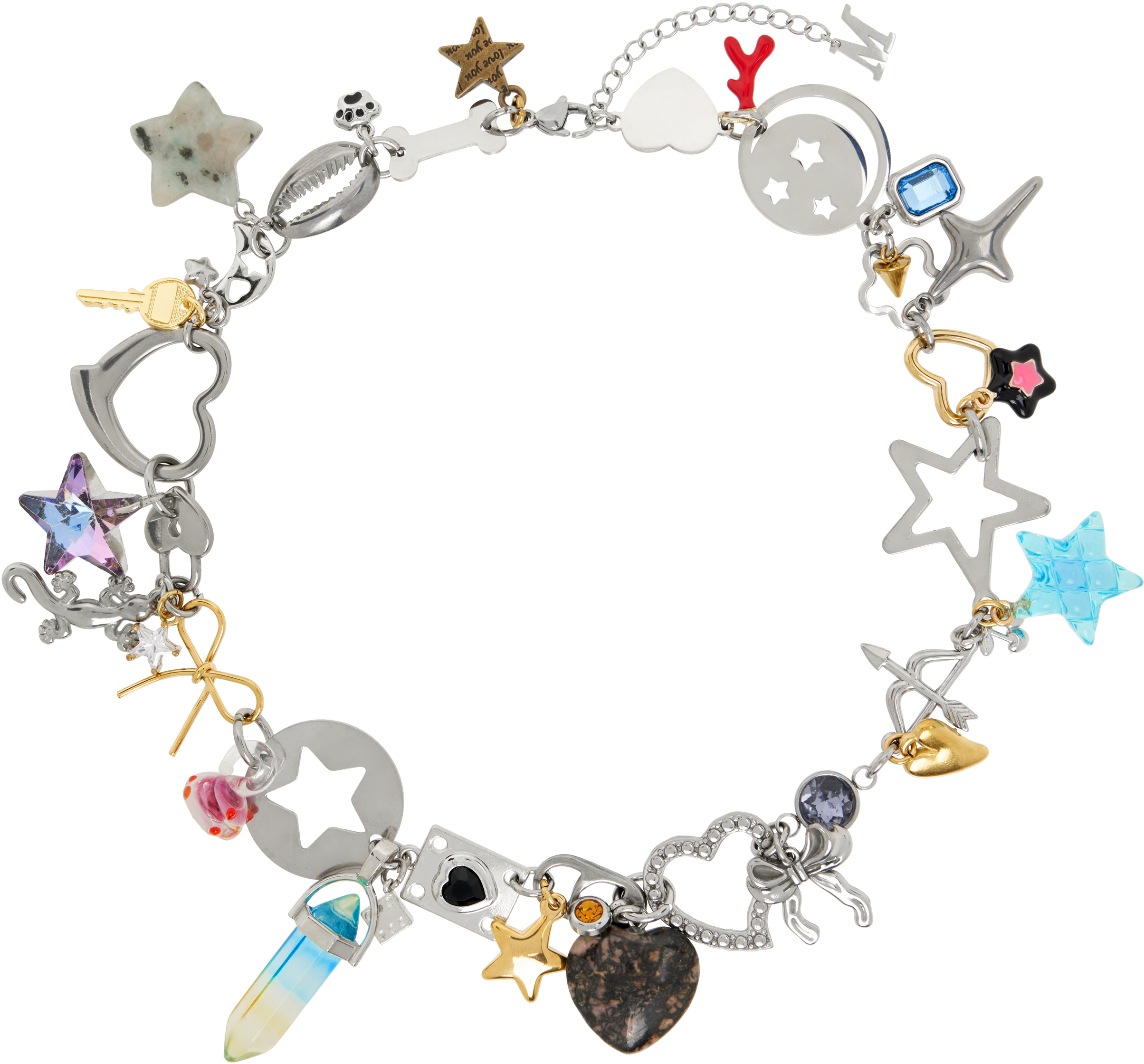 MARLAND BACKUS チャーム 素晴らしい外見 Marland Backus Silver Chrome Charm Necklace