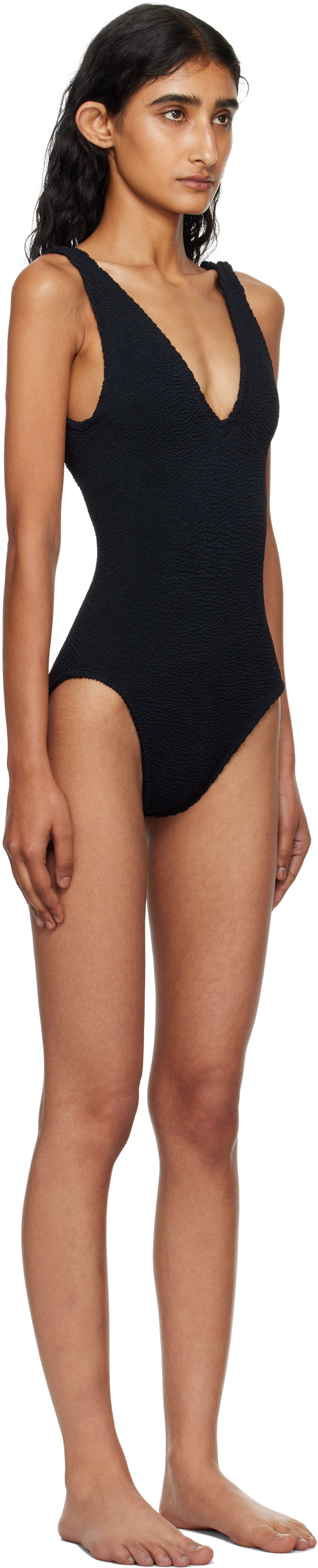 Hunza G Sadie Seersucker Swimsuit In Black
