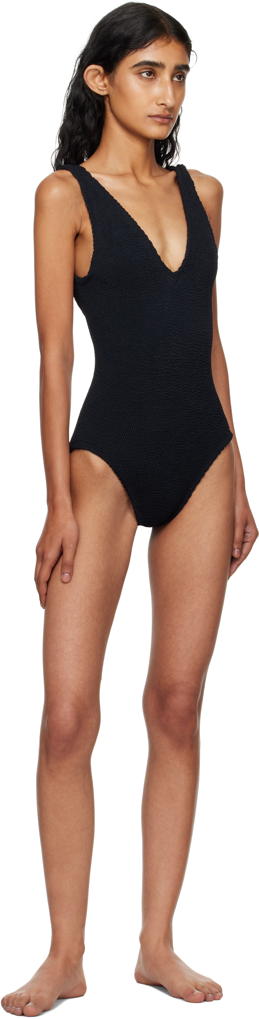 Hunza G Sadie Seersucker Swimsuit In Black