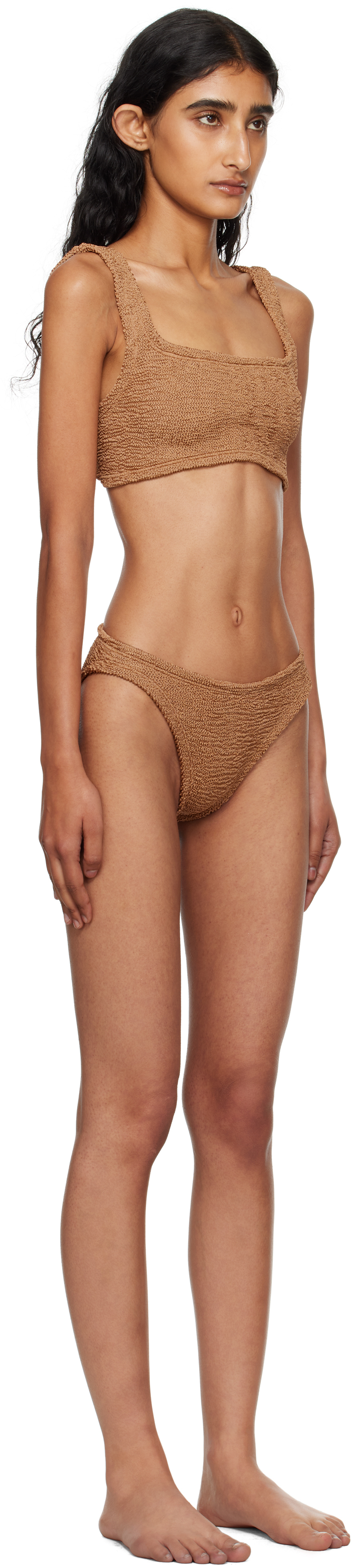 Hunza G Xandra Crinkle Bikini Set In Brown