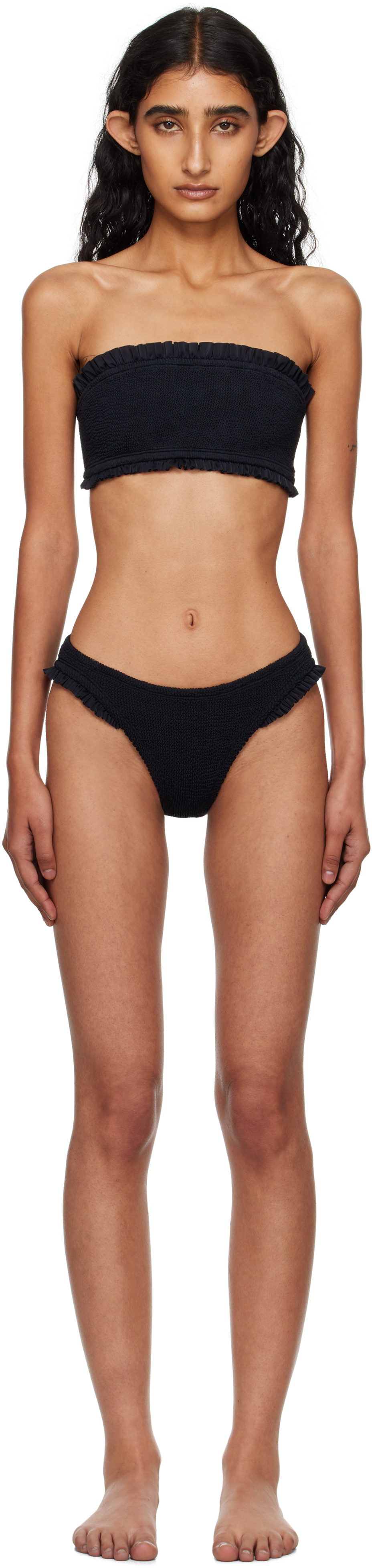 Hunza G Black Tracey Frill Bikini In Black