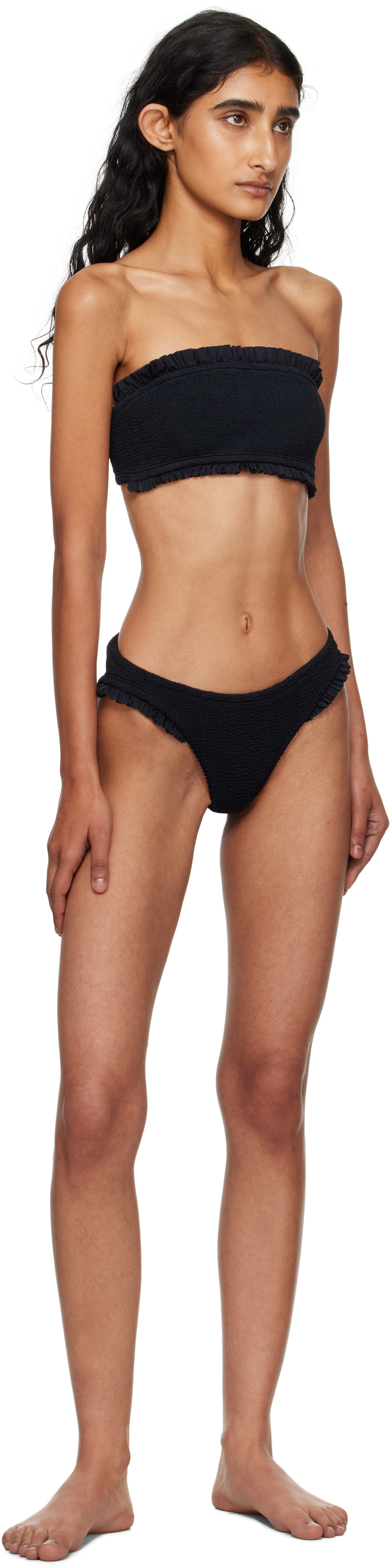 Hunza G Black Tracey Frill Bikini In Black