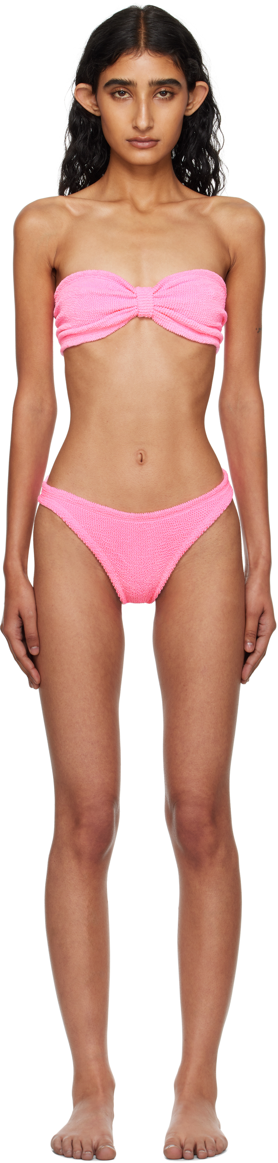 Hunza G Tina Crinkle Strapless Bikini In Pink