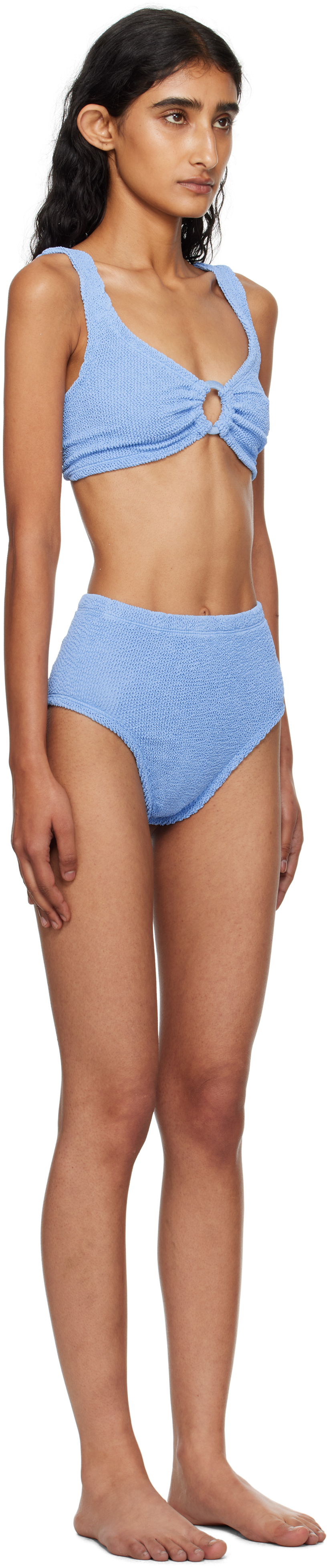 Hunza G Womens Cornflour Nadine Hoop Woven Bikini Set In Blue