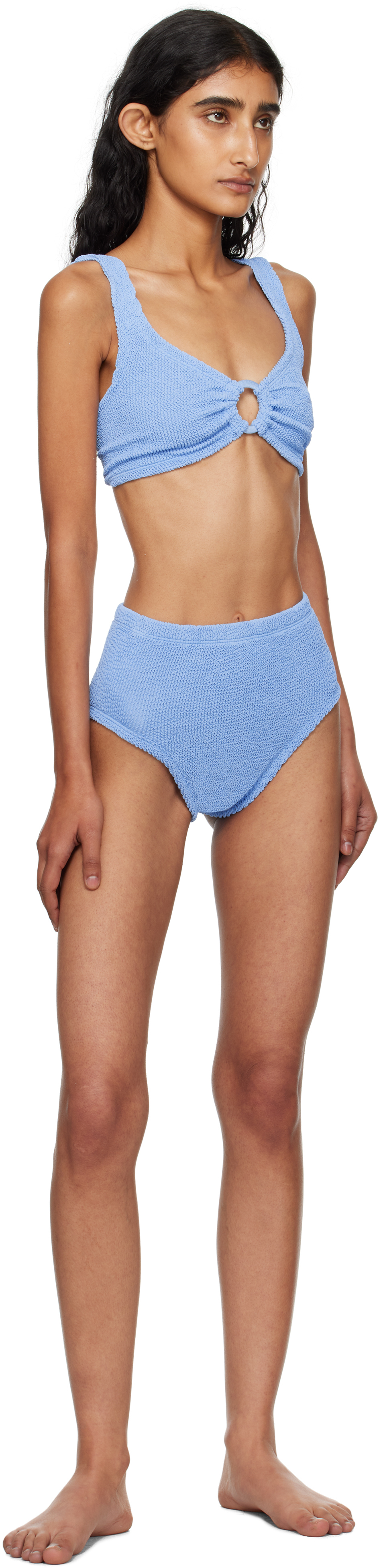 Hunza G Womens Cornflour Nadine Hoop Woven Bikini Set In Blue