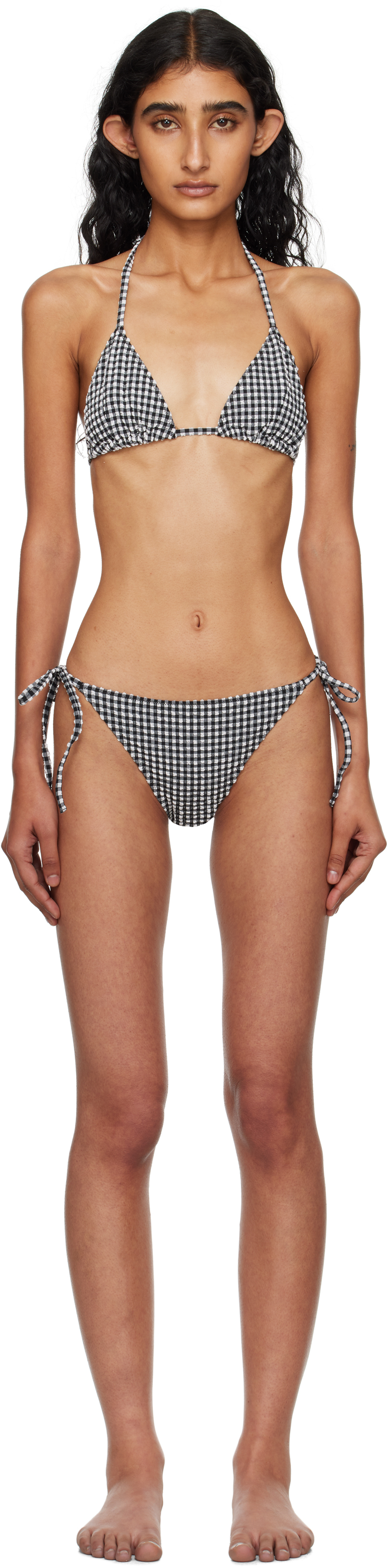 Black & White Gingham Seersucker Sabrina Bikini