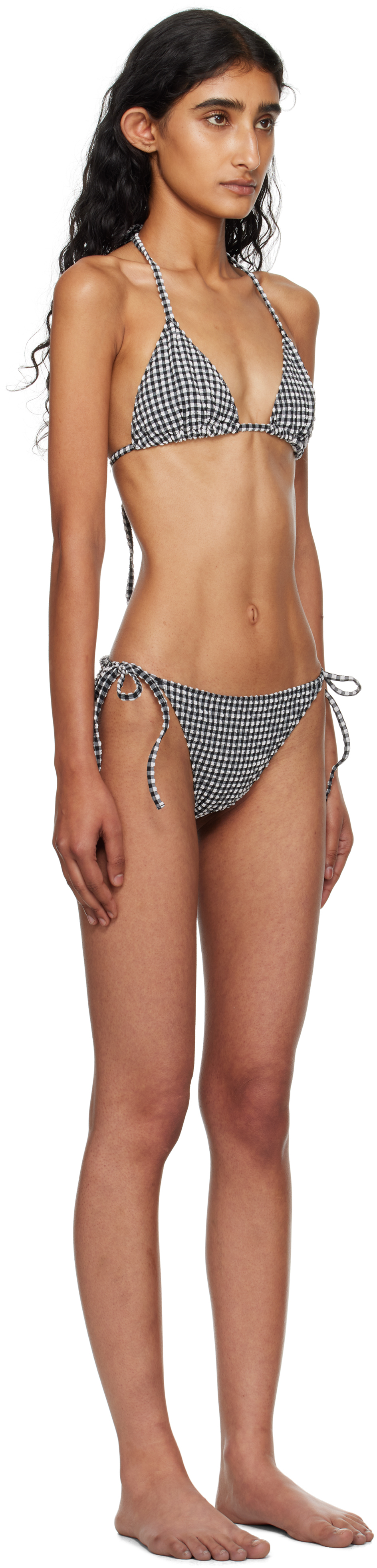 Hunza G Black & White Gingham Seersucker Sabrina Bikini In Multi