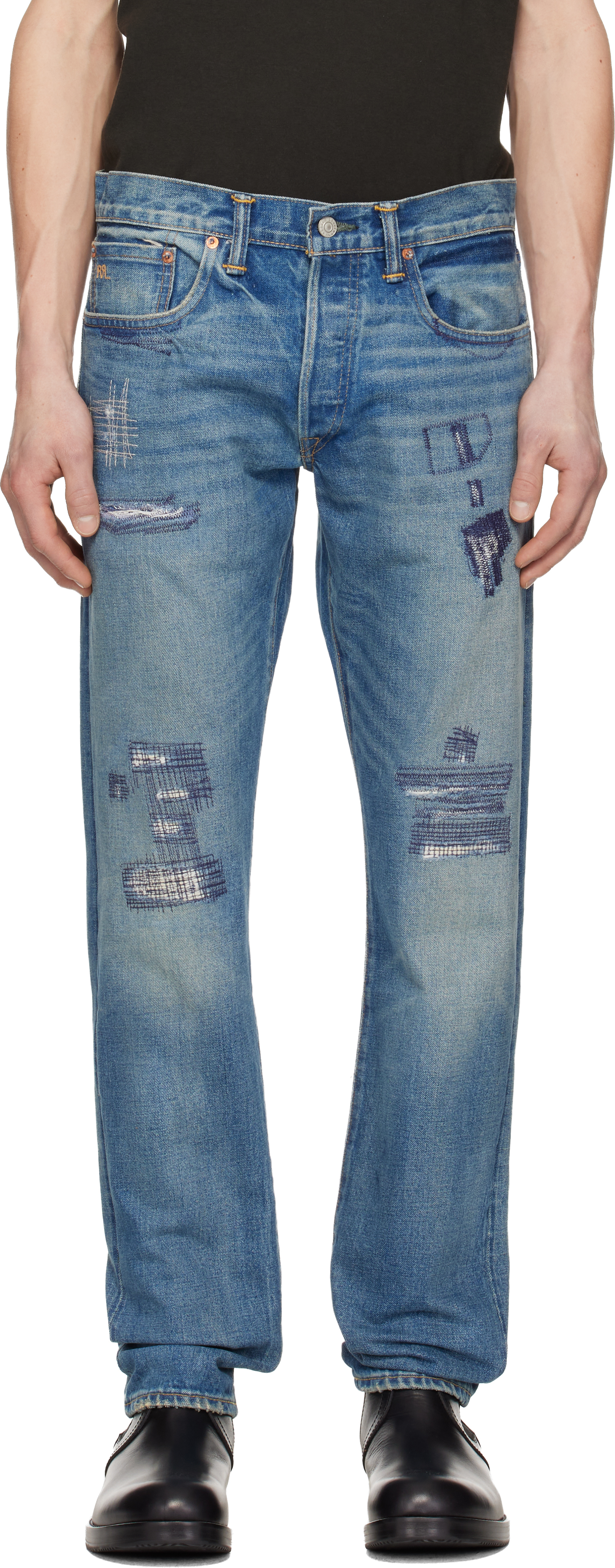 RRL: ブルー Claremont スリムフィット セルビッジジーンズ | SSENSE 日本