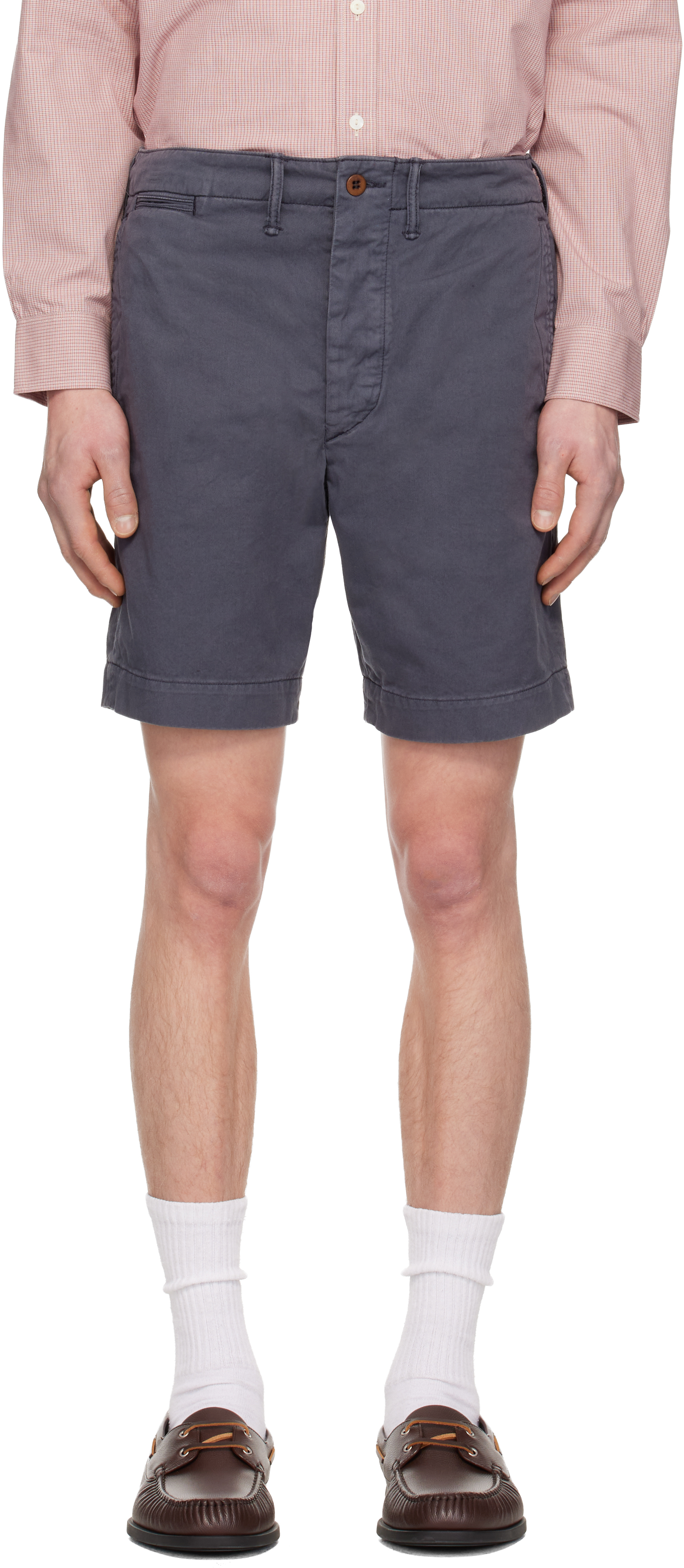 Blue Garment-Dyed Chino Officer's Shorts by RRL on Sale