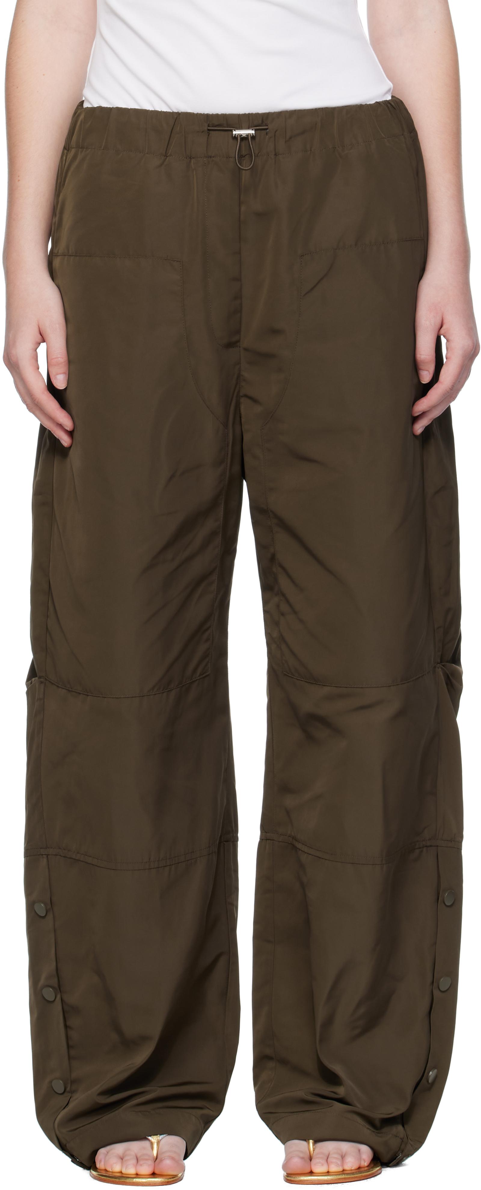 Paris Georgia Khaki Elemental Parachute Trousers In Brown