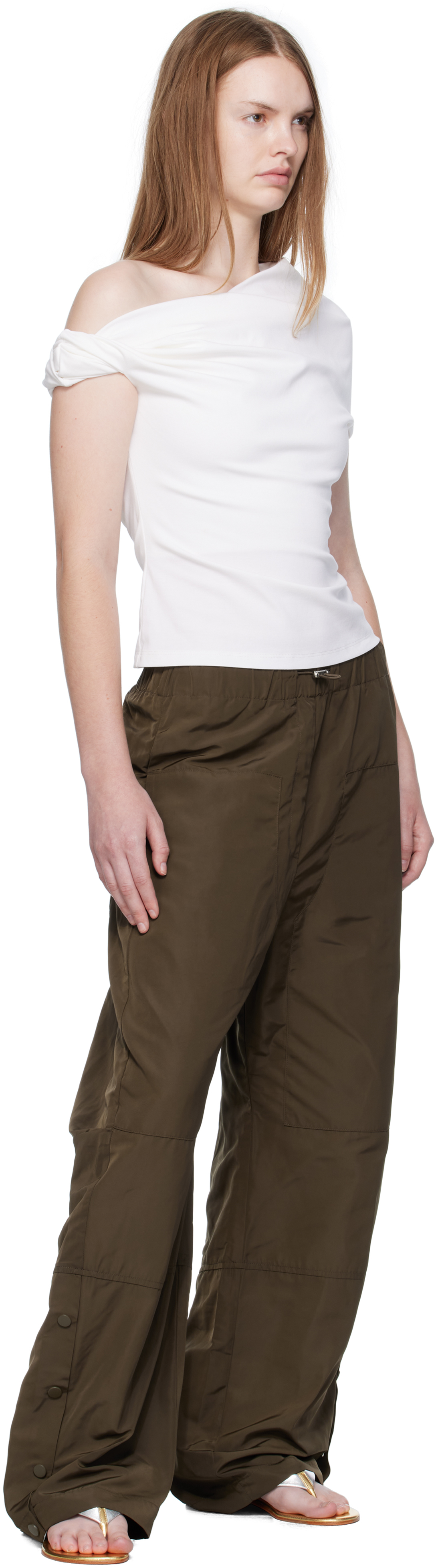Paris Georgia Khaki Elemental Parachute Trousers In Brown