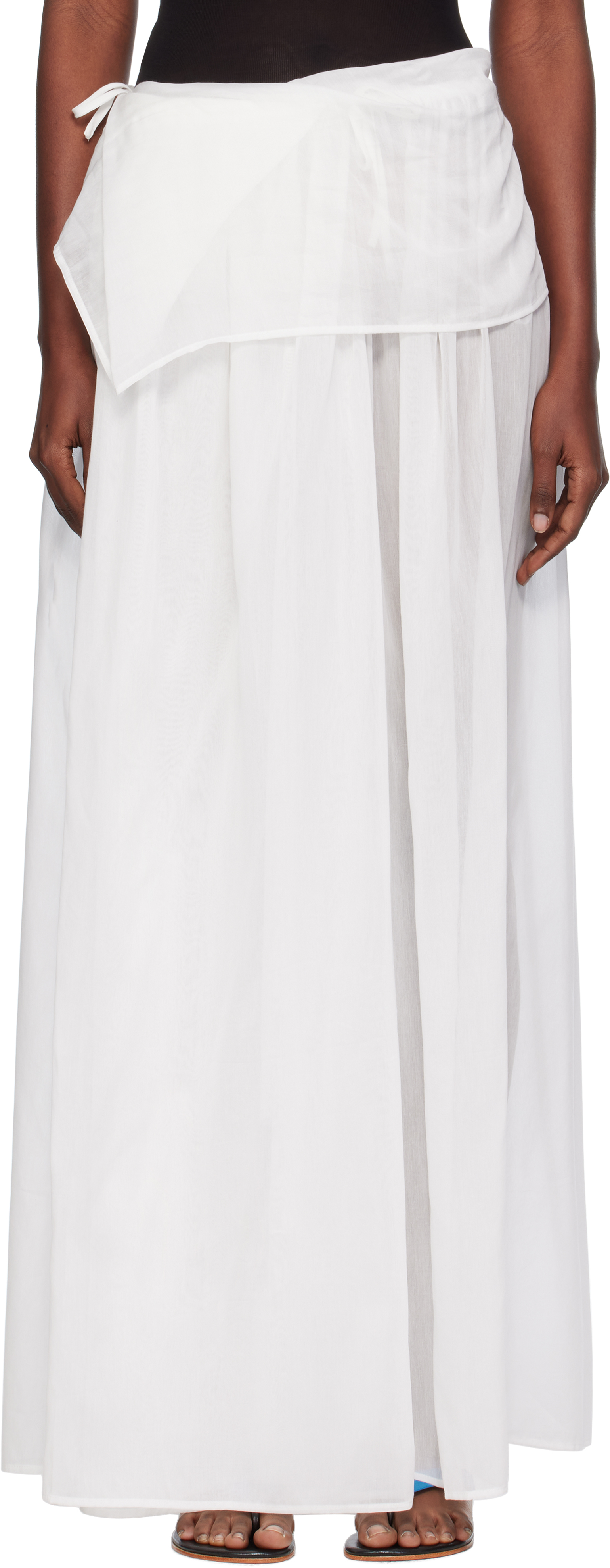 Paris Georgia White Elemental Silk Voile Maxi Skirt In White