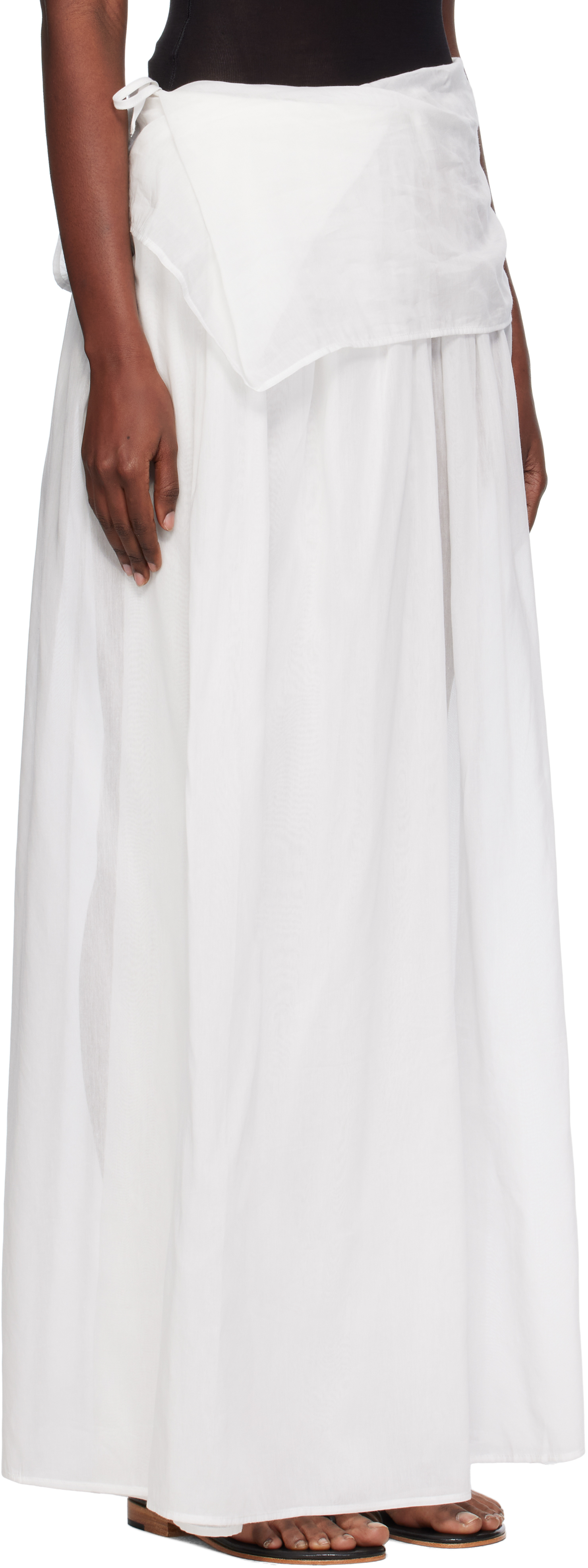Paris Georgia White Elemental Silk Voile Maxi Skirt In White